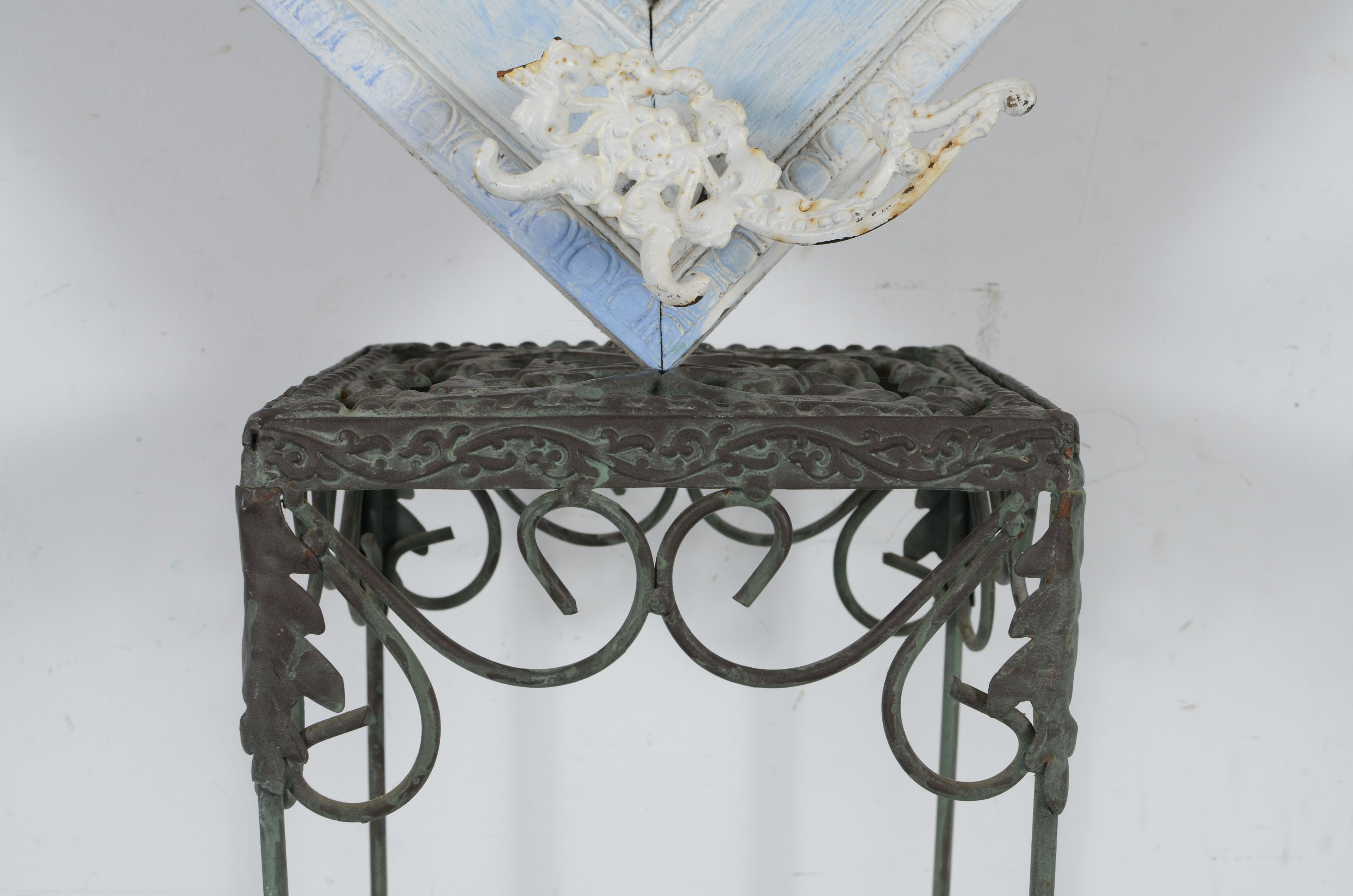 Antique Mirror Hat Tree and Metal Plant Stand