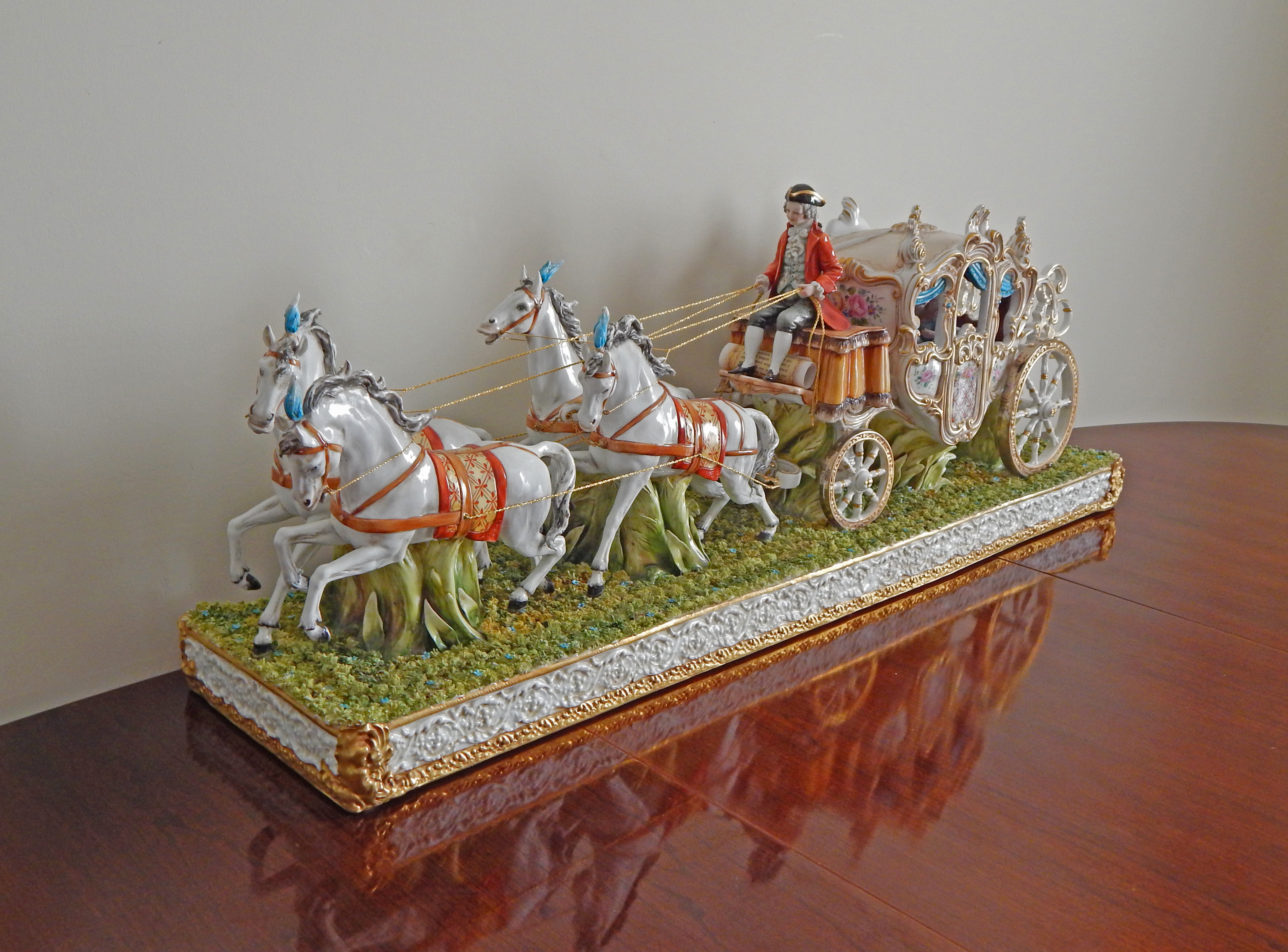 Tiche Italian Porcelain Horse-Drawn Carriage Scene
