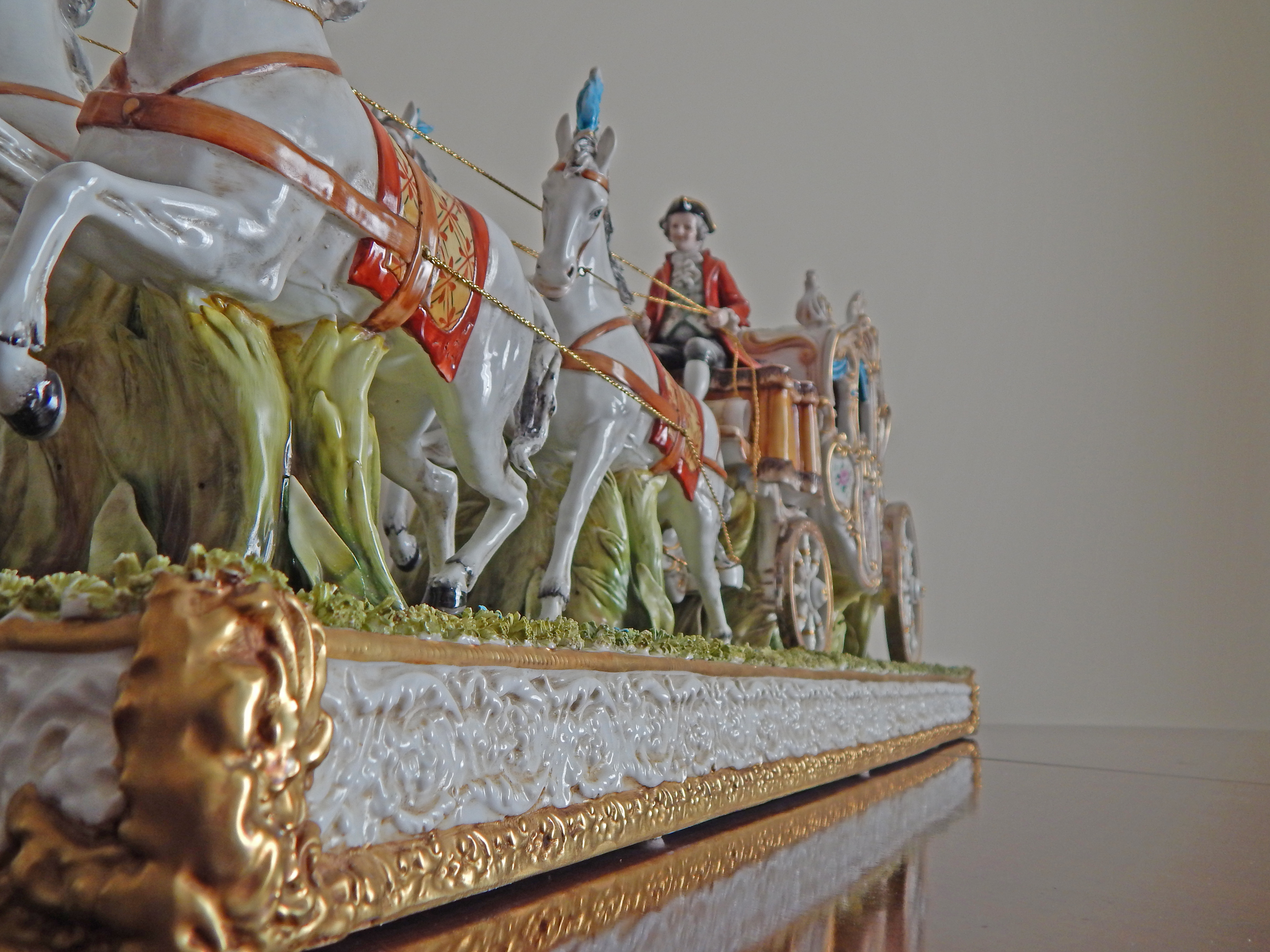 Tiche Italian Porcelain Horse-Drawn Carriage Scene