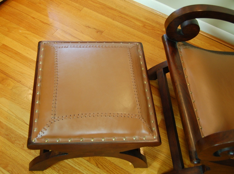 Leather Plantation Style Chair with Ottoman