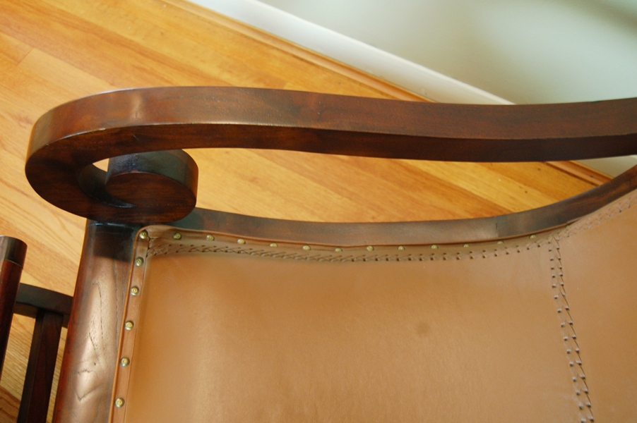 Leather Plantation Style Chair with Ottoman