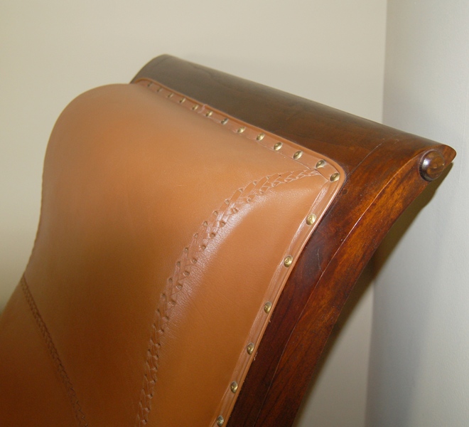 Leather Plantation Style Chair with Ottoman