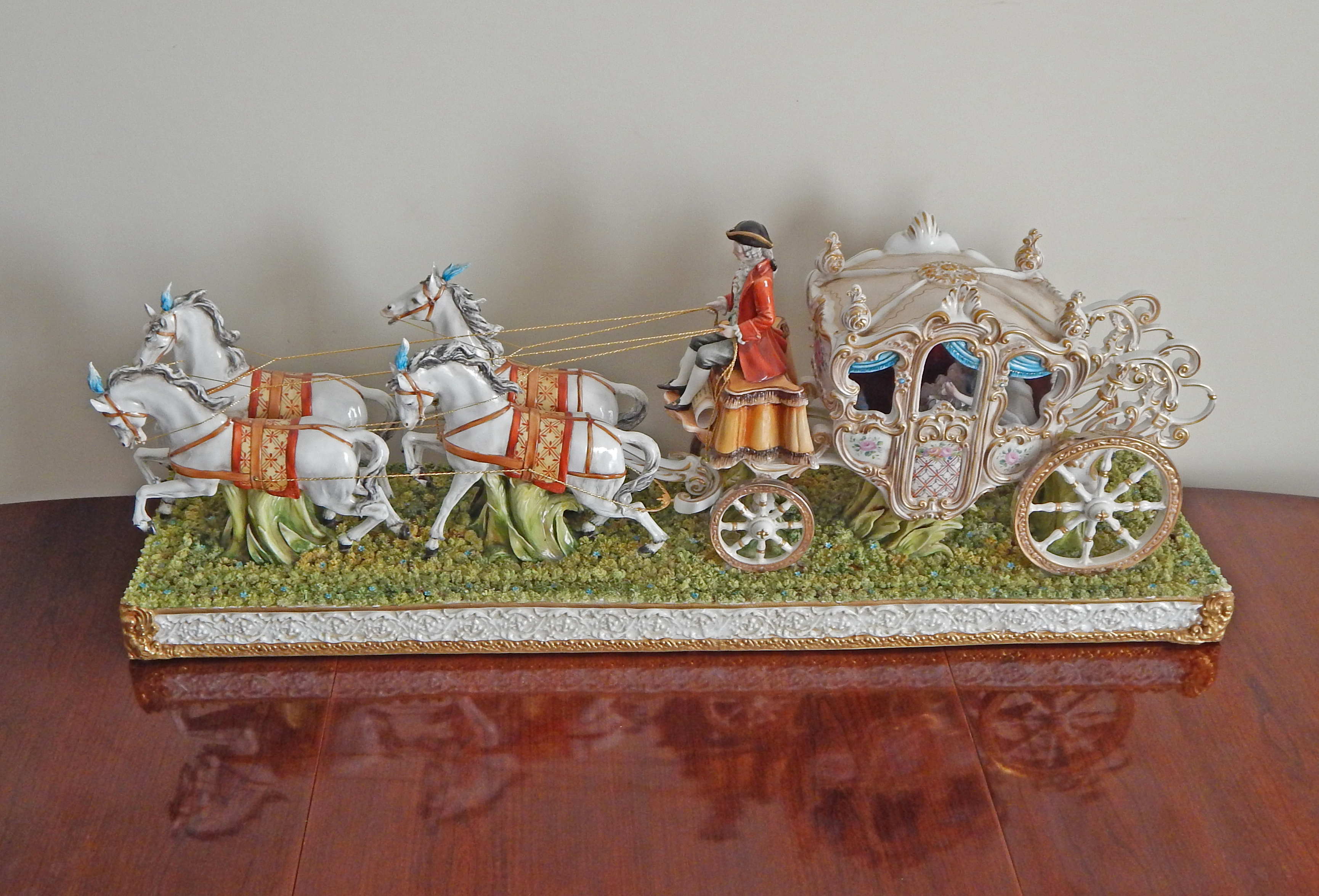 Tiche Italian Porcelain Horse-Drawn Carriage Scene