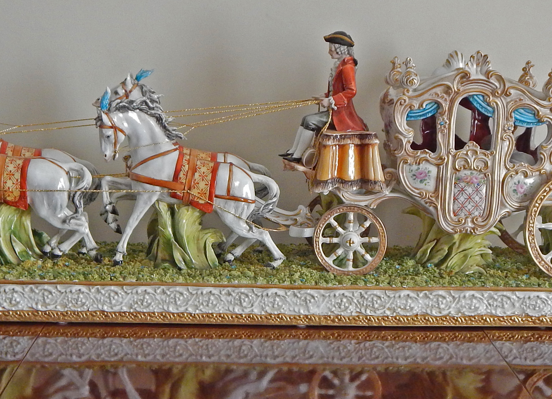 Tiche Italian Porcelain Horse-Drawn Carriage Scene