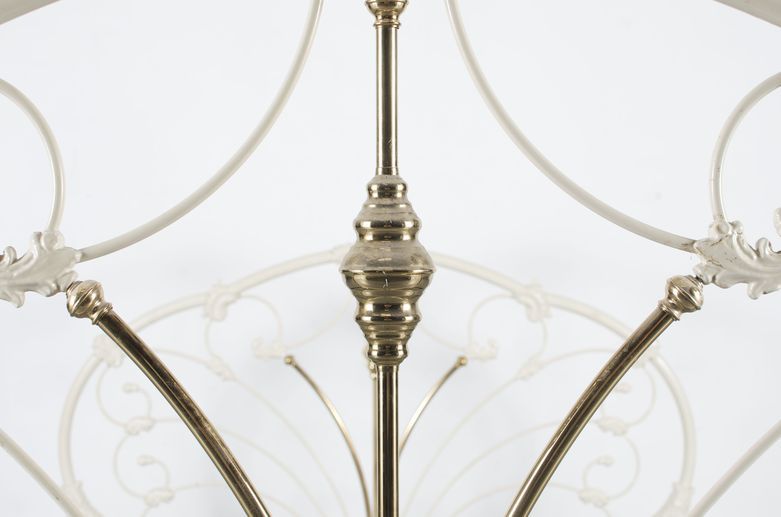 Victorian Style Queen Size Brass and White Metal Bed