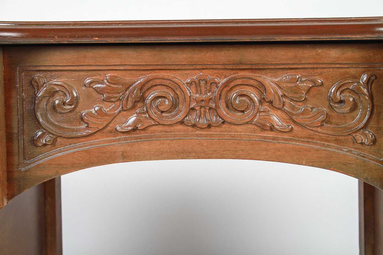 Antique Carved Wood Kidney Shape Desk