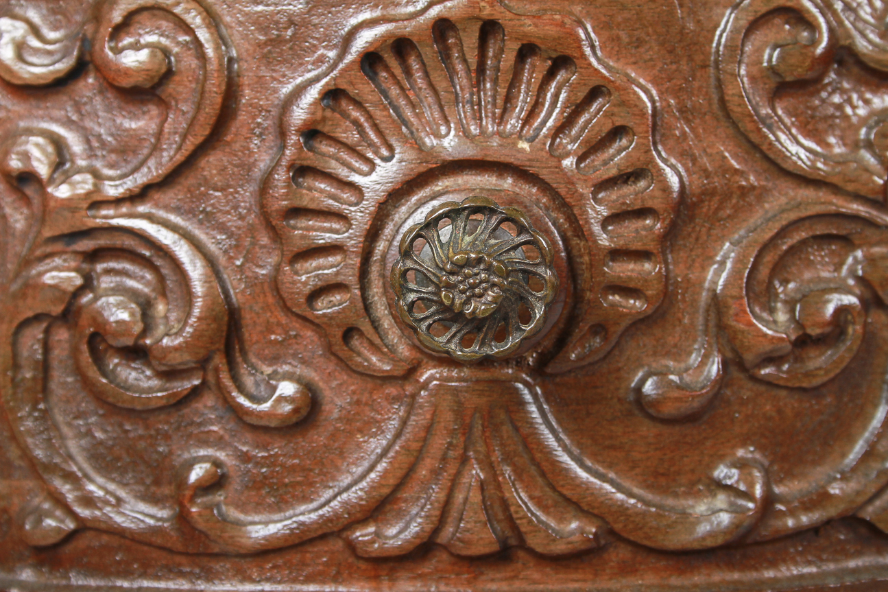 Antique Carved Wood Kidney Shape Desk