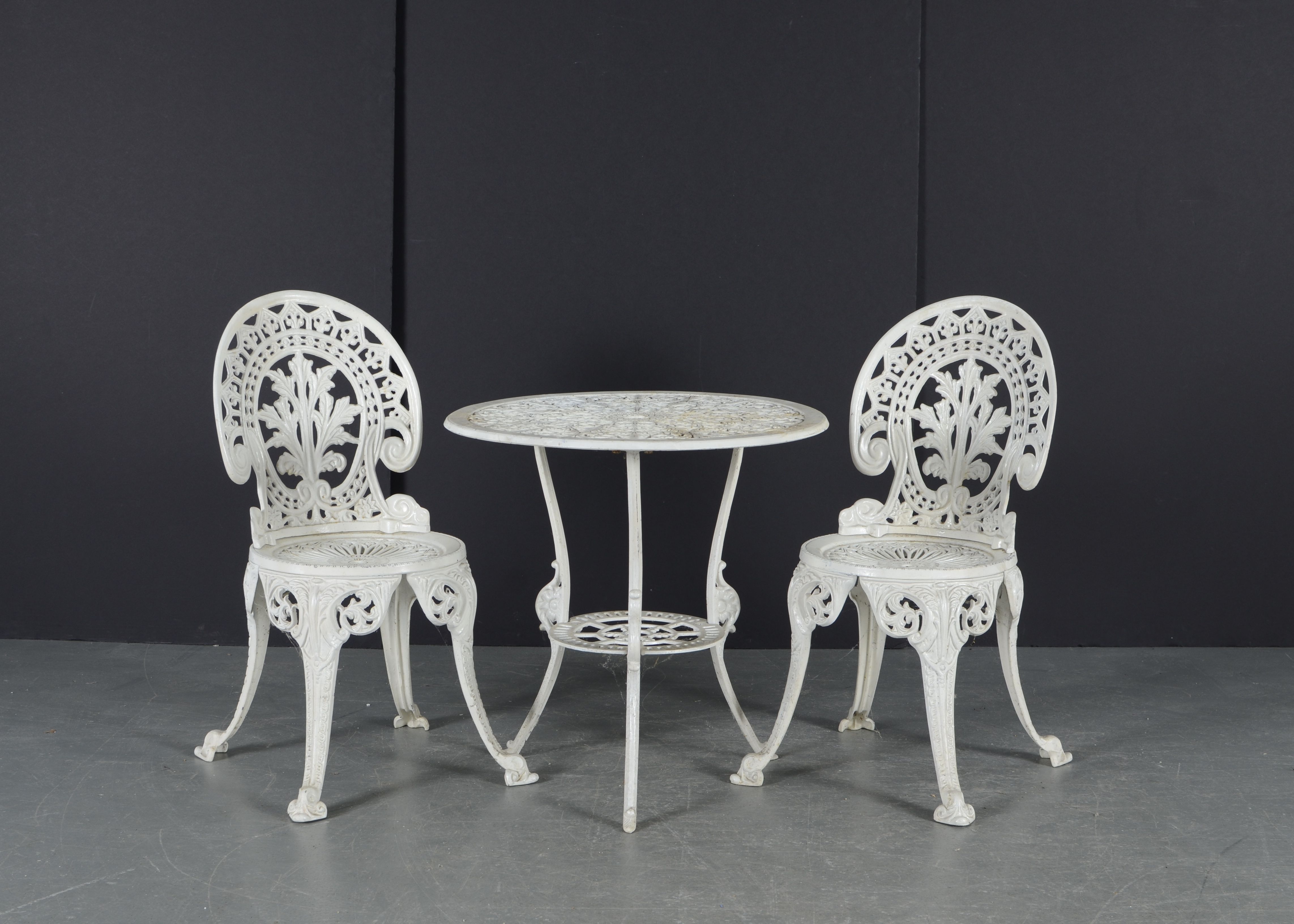 White Cast Iron Patio Furniture Set