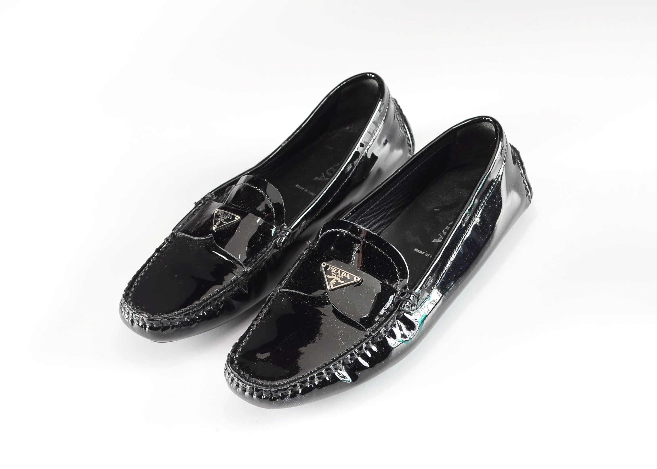 Pair of Prada Black Patent Leather Loafers