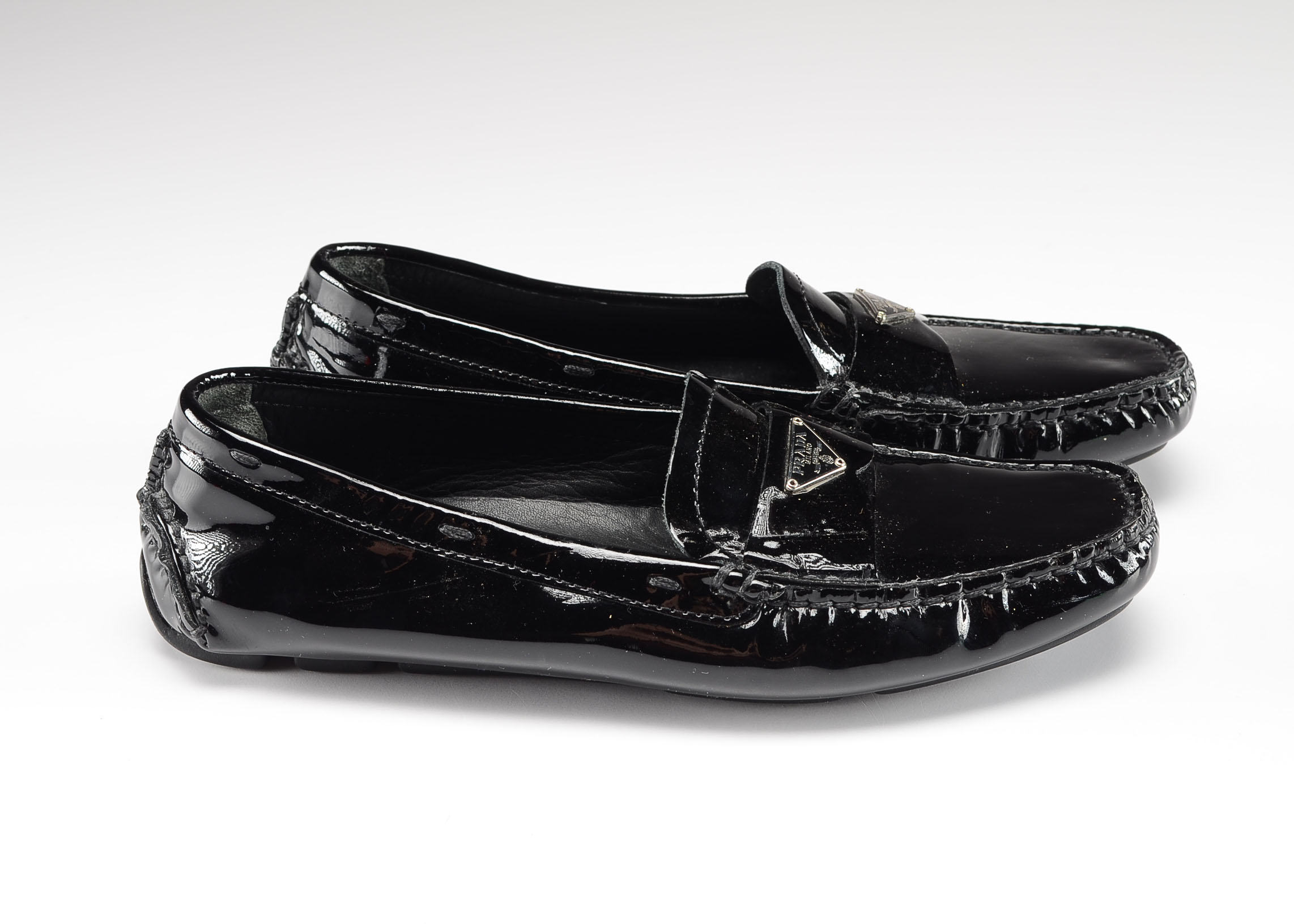 Pair of Prada Black Patent Leather Loafers