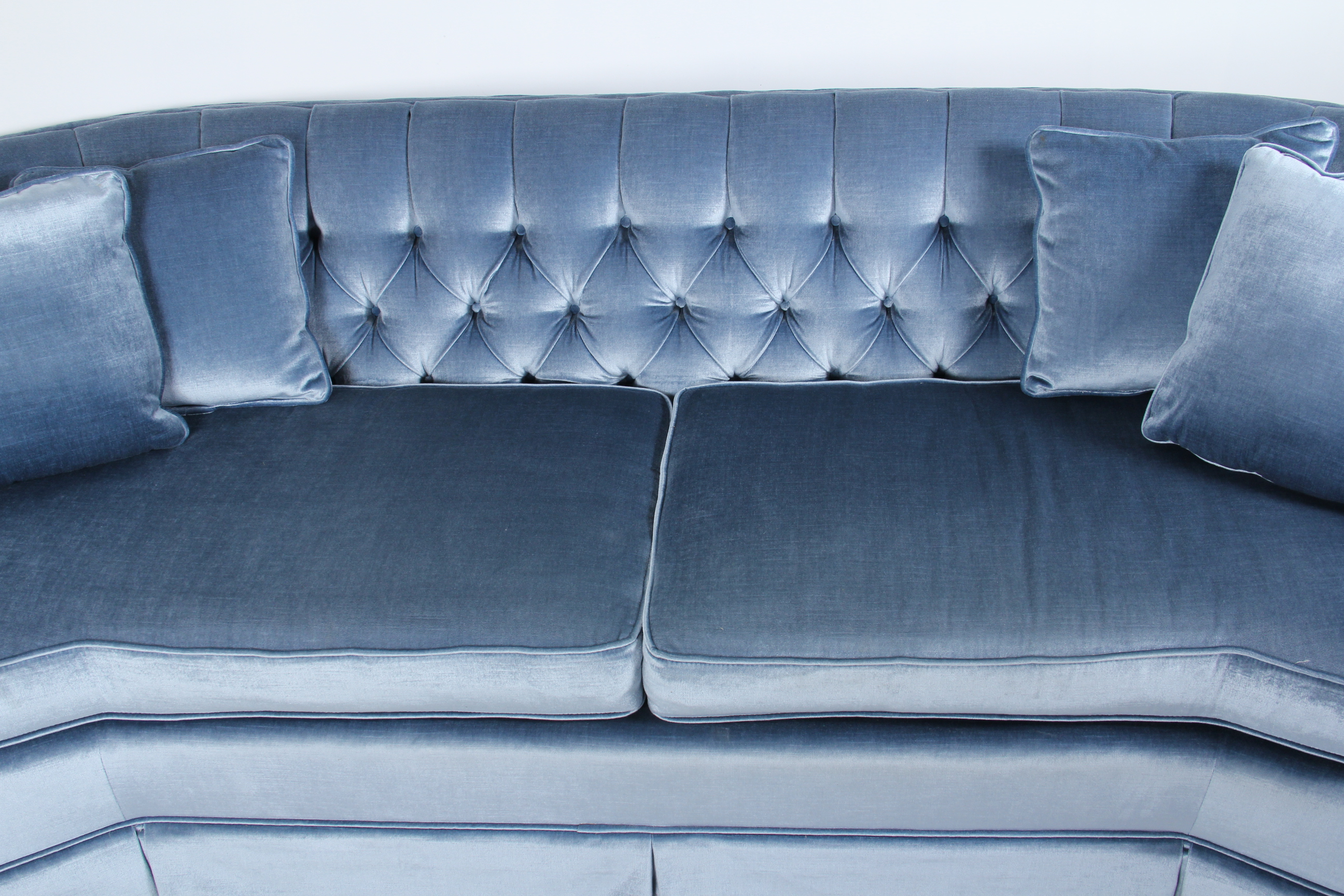 Mid Century Modern Blue Velvet Sofa | EBTH