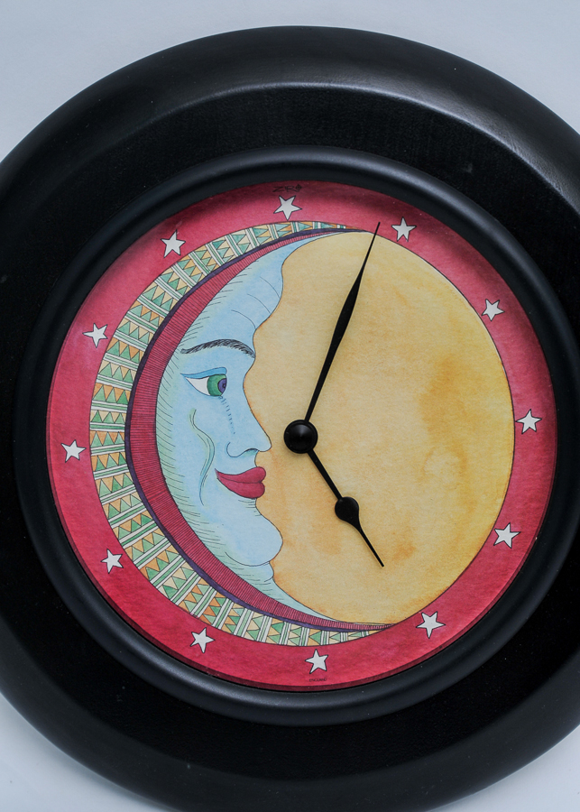 Eight Arm Metal Candelabra and Clock with Watercolor Painted Face