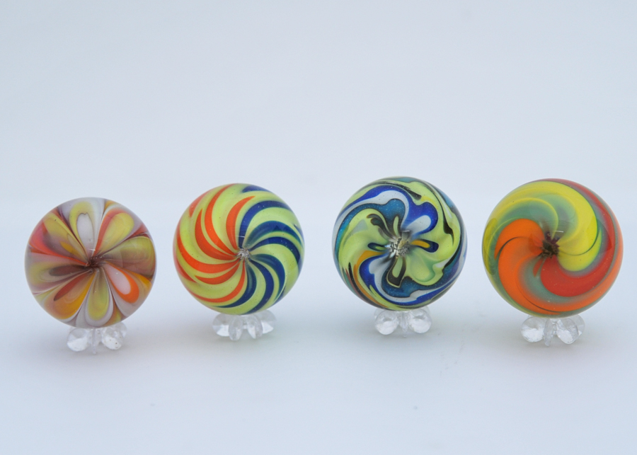 Four Handmade Marbles by Rick Davis
