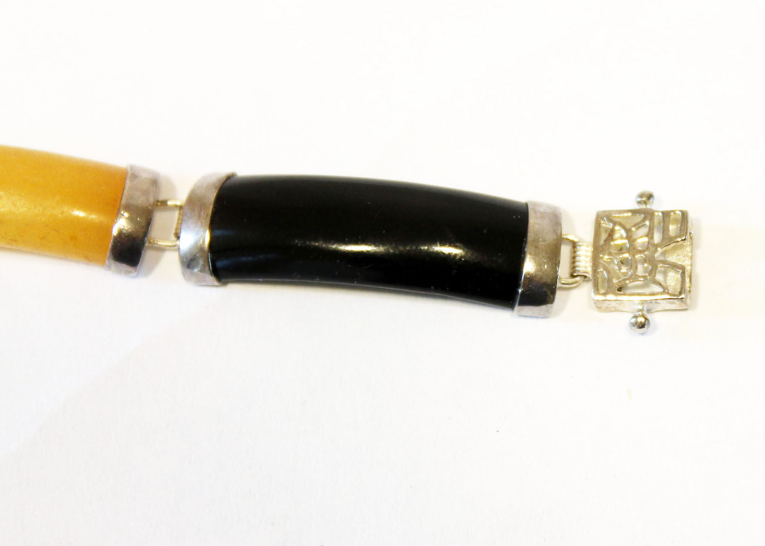 Sterling Polished Stone Bracelet and Pendant