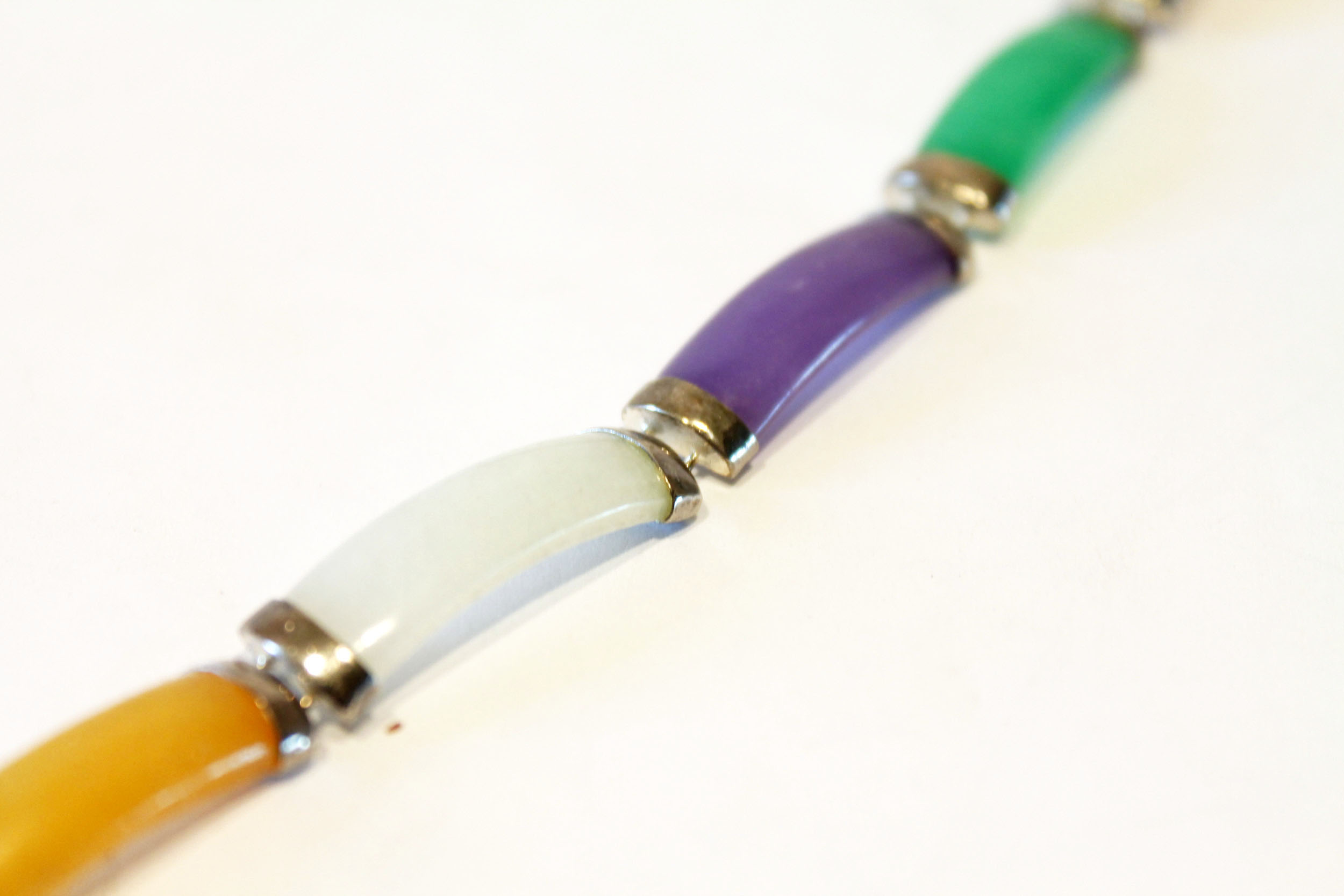 Sterling Polished Stone Bracelet and Pendant