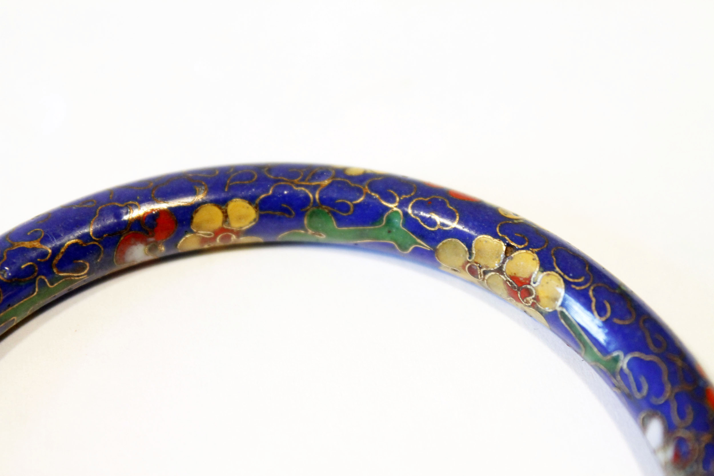 Vintage Floral Enamel Cloisonne Bangle Bracelets