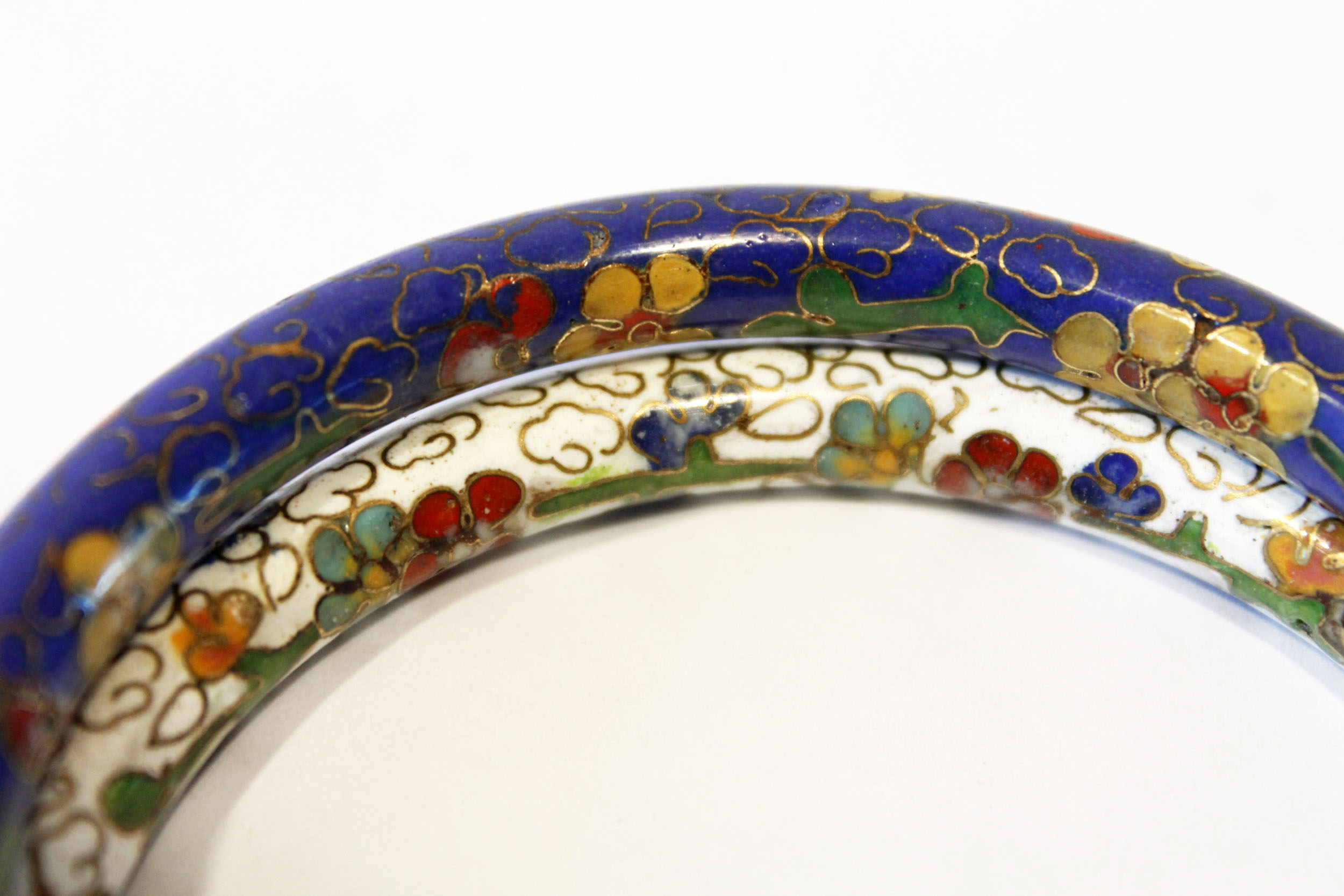 Vintage Floral Enamel Cloisonne Bangle Bracelets