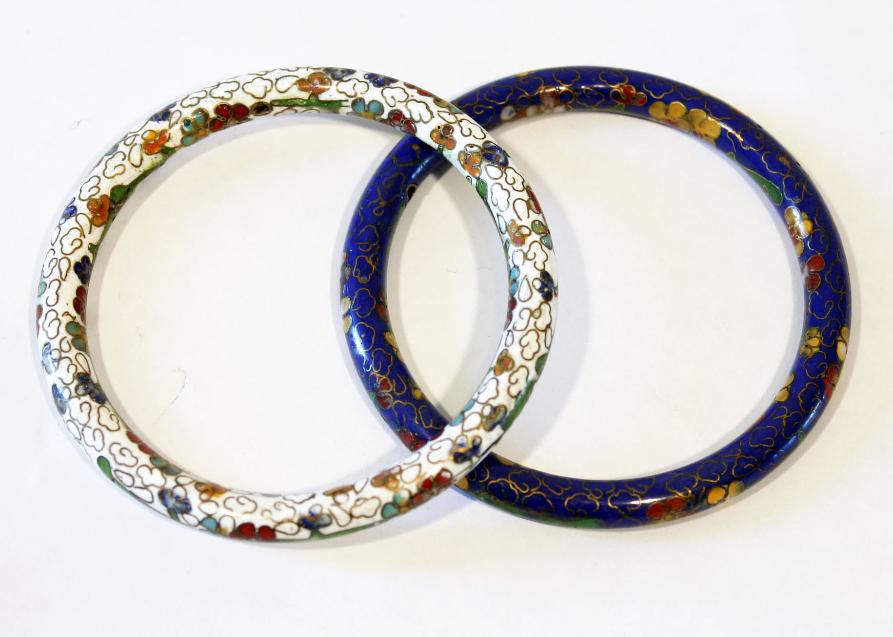 Vintage Floral Enamel Cloisonne Bangle Bracelets
