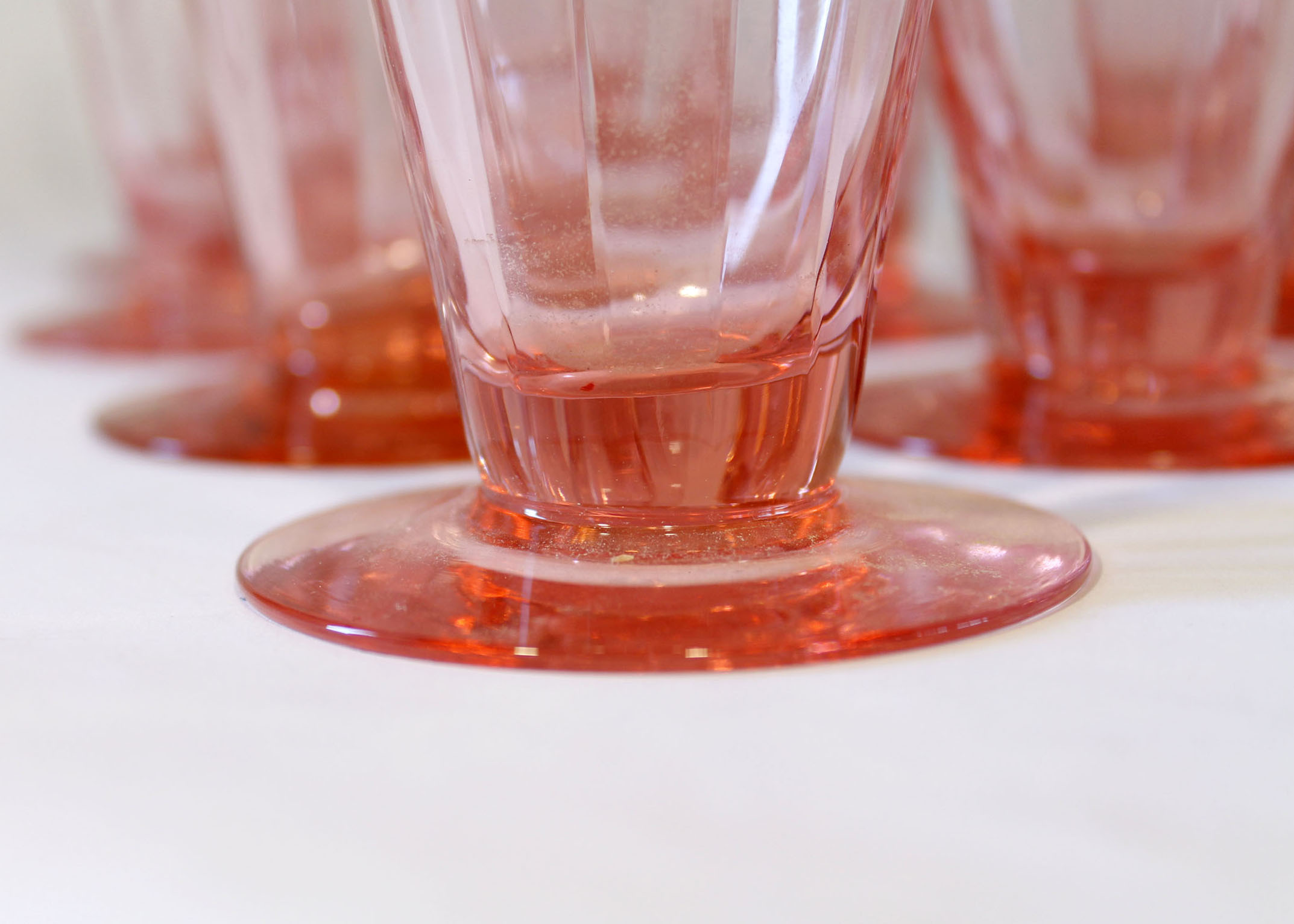Vintage Etched Pink Ice Tea Glasses