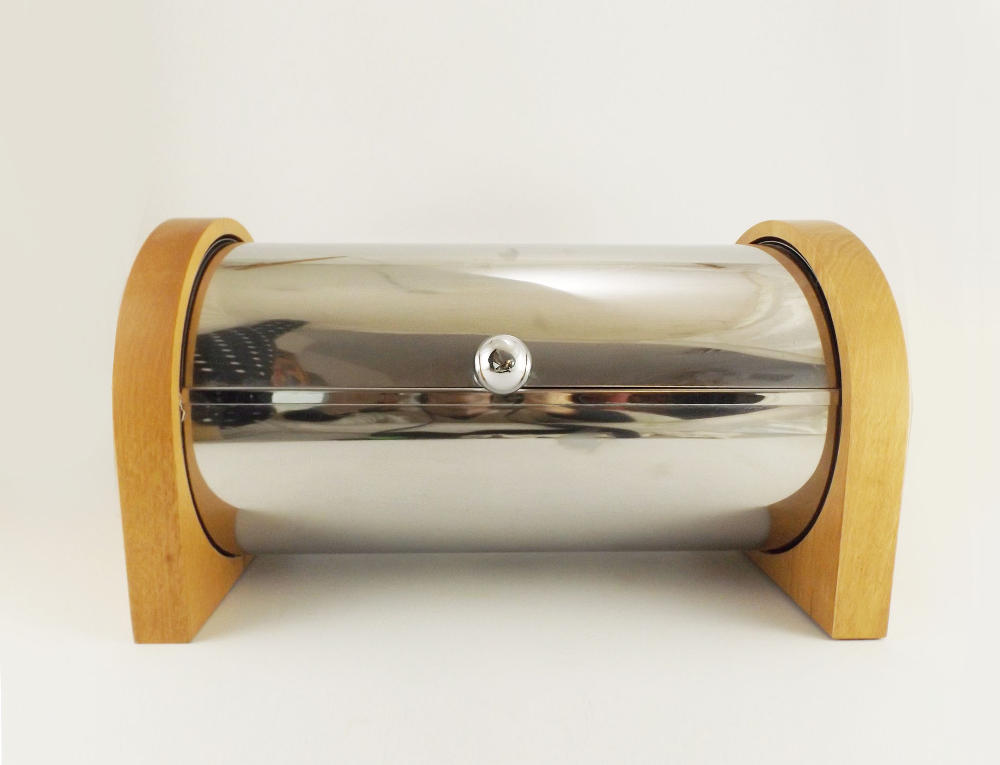 Frontgate Italian Stainless and Wood Bread Box