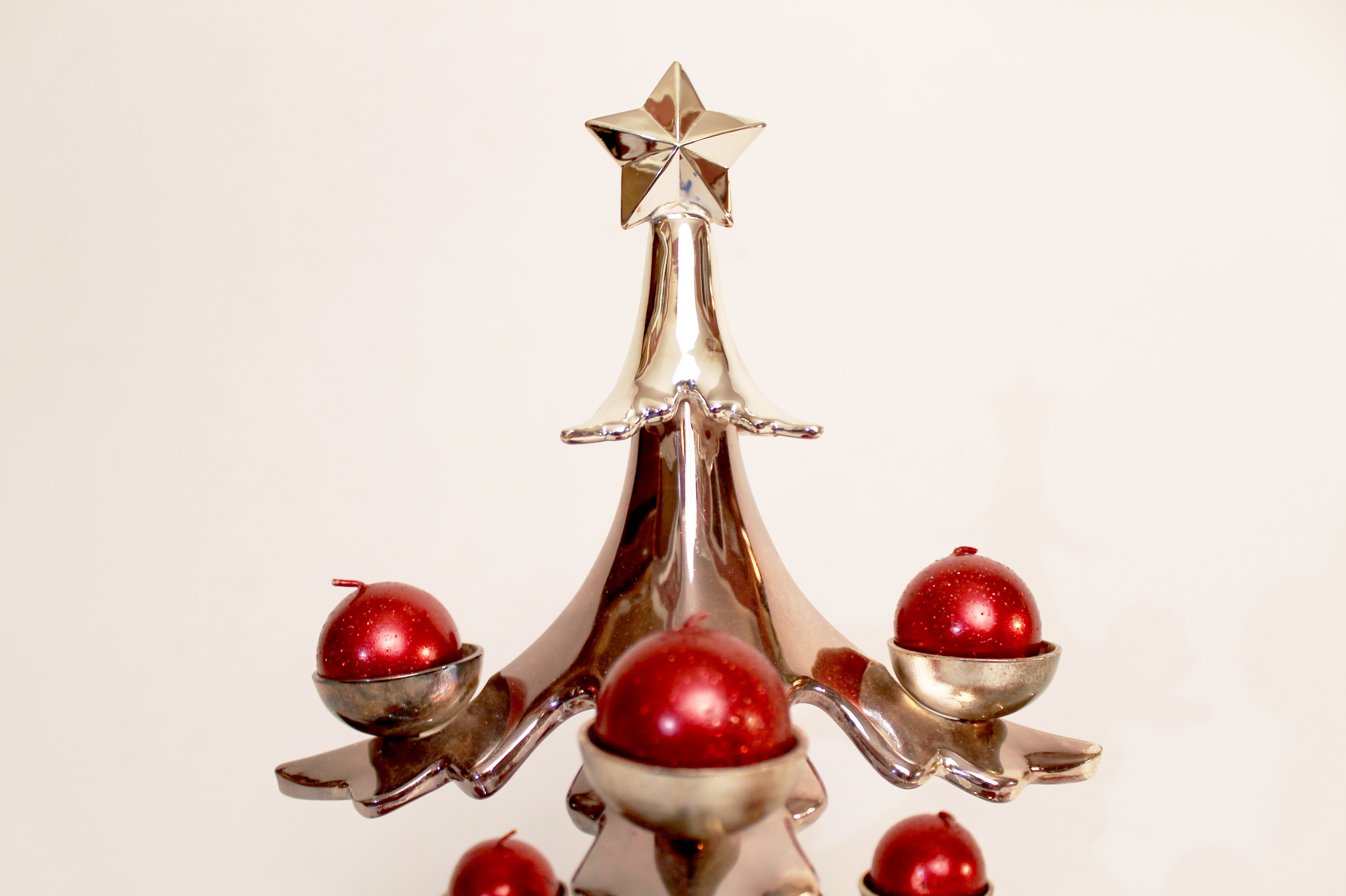 Pottery Barn Silver Christmas Tree Candle Holder Candleabra