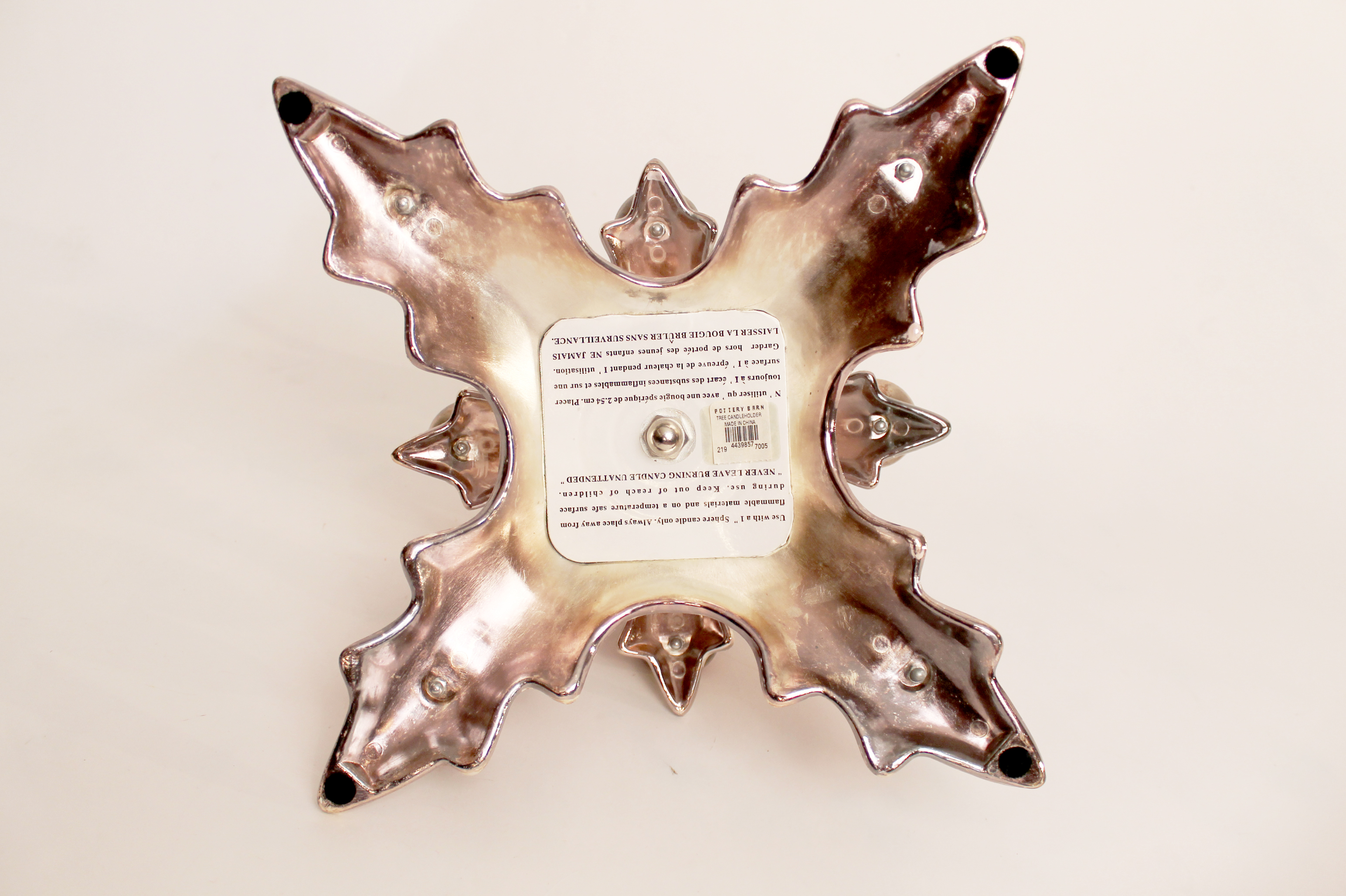 Pottery Barn Silver Christmas Tree Candle Holder Candleabra