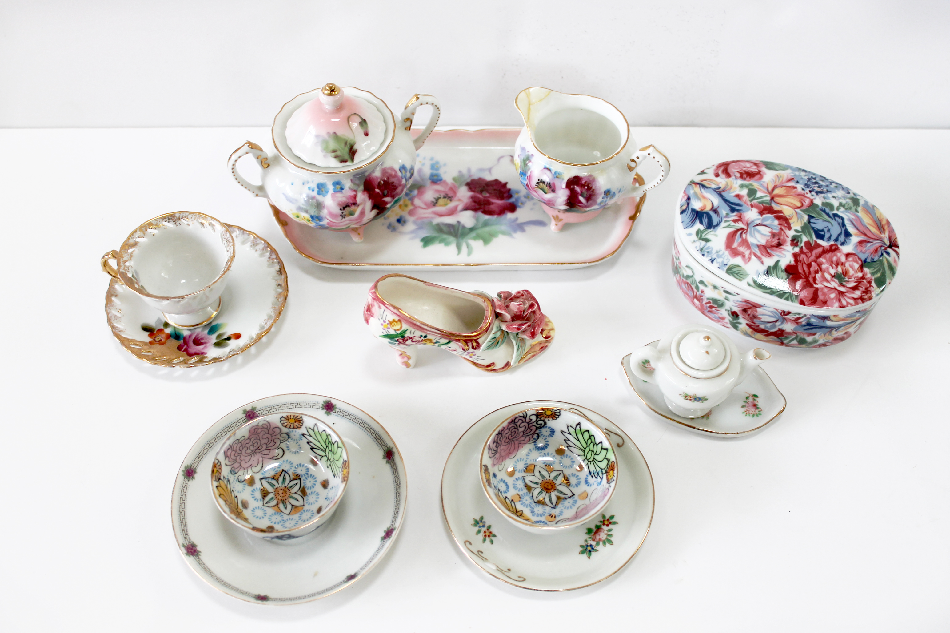 Vintage 15 Piece Collection of Tea and Trinket China from Japan