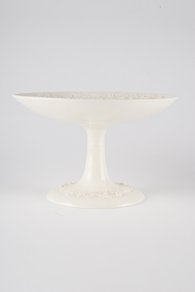 Wedgwood Embossed China Pedestal Dish and Candlesticks