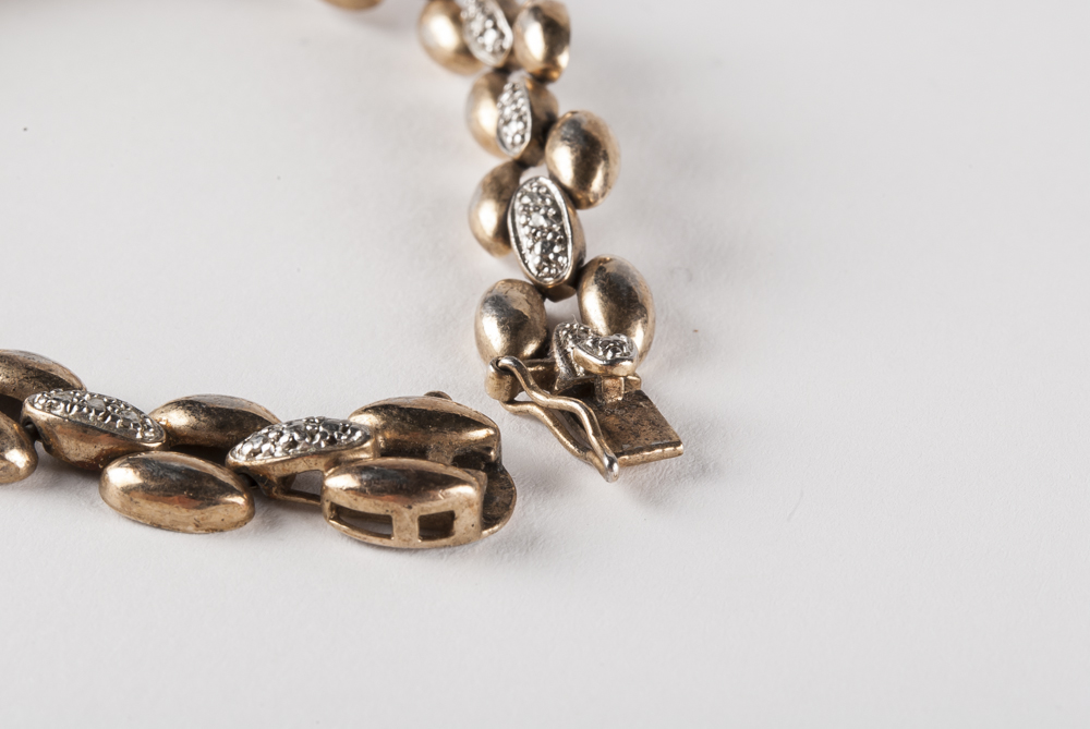 Sterling Silver Gold Vermeil Bracelet and Earrings