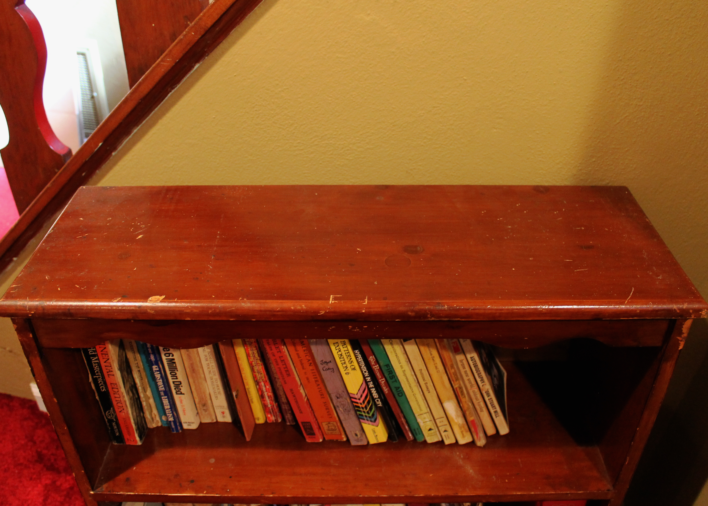 Wooden Vintage Bookcase with Assortment of Books