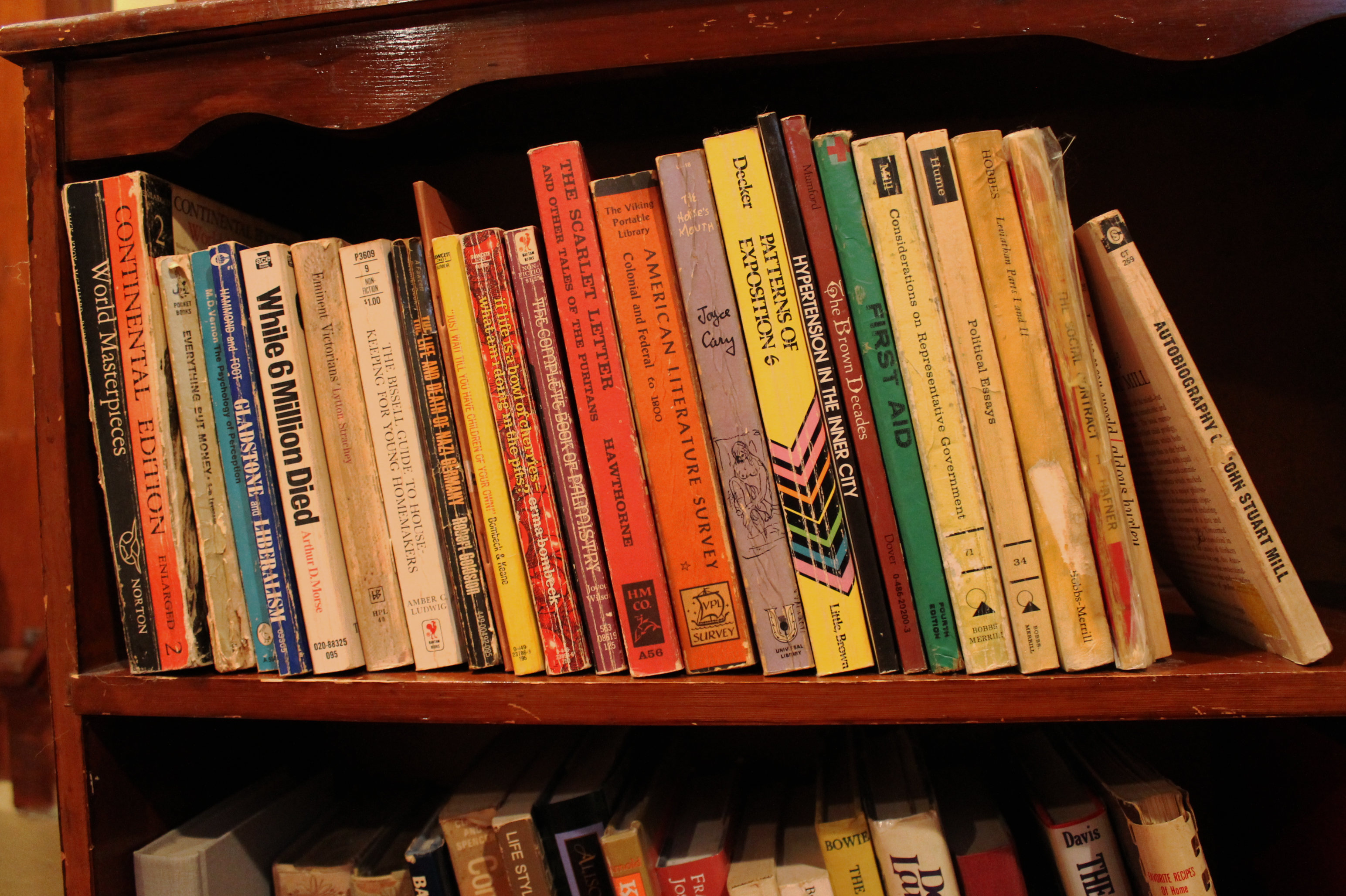 Wooden Vintage Bookcase with Assortment of Books