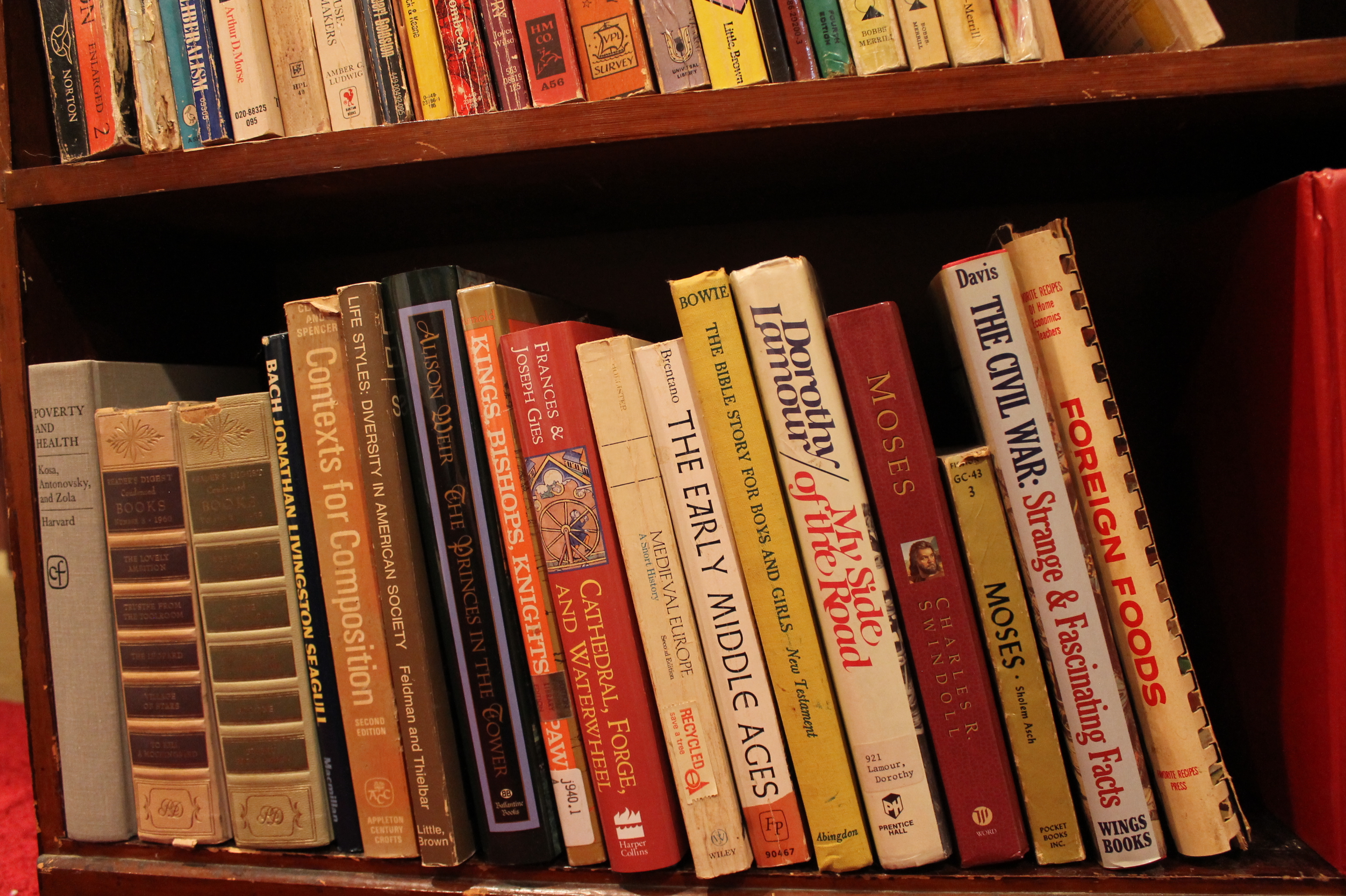 Wooden Vintage Bookcase with Assortment of Books