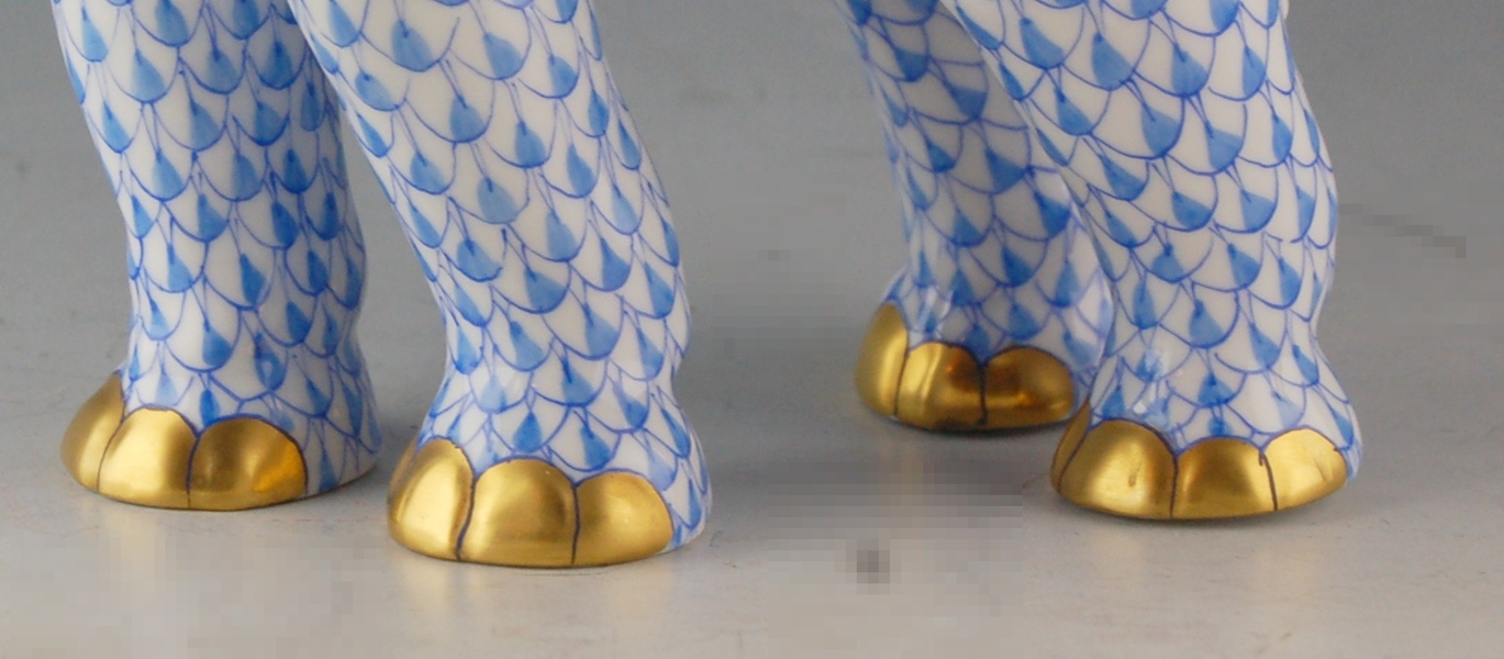 Herend Blue Fishnet Porcelain Elephant