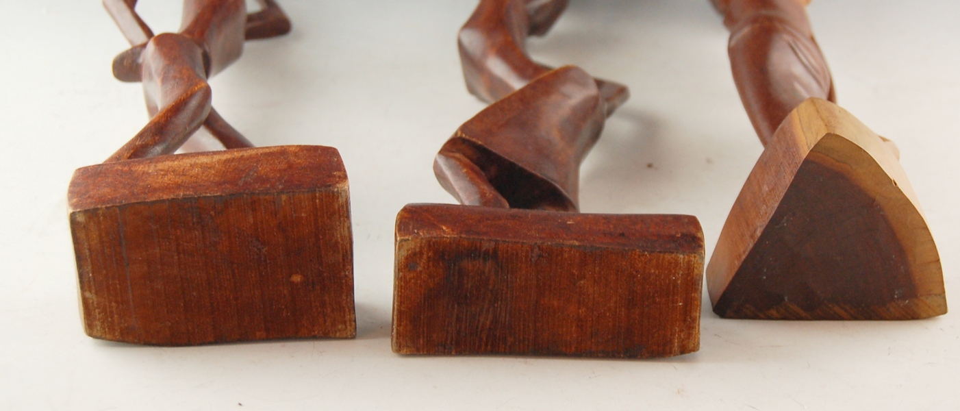 Three Hand-Carved Wood Figurines