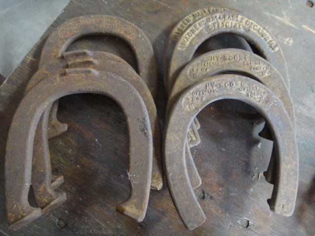 Large Antique Cast Iron Cauldron, Double Ringer Horseshoes & More