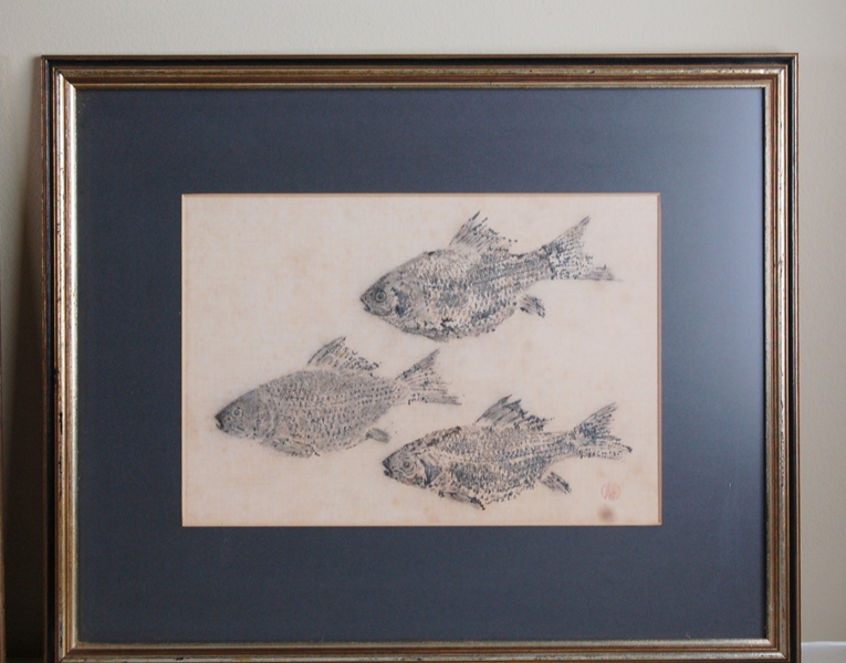 Two Framed Fish Gyotaku Art by Sabin Robbins