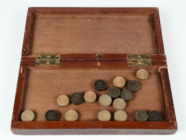 Vintage Wooden Travel Checkers Set
