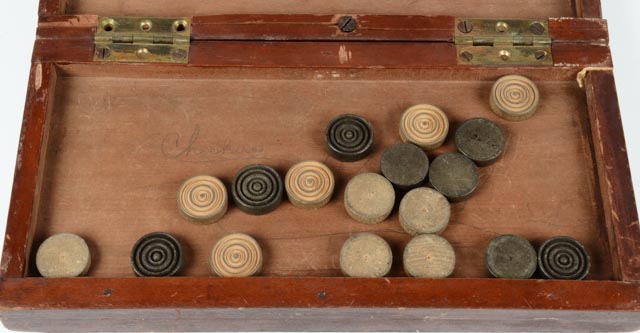 Vintage Wooden Travel Checkers Set