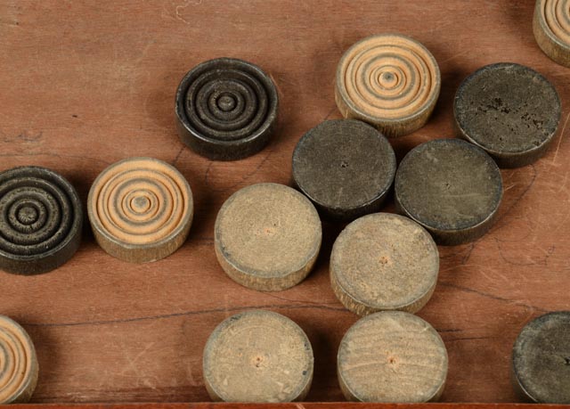 Vintage Wooden Travel Checkers Set