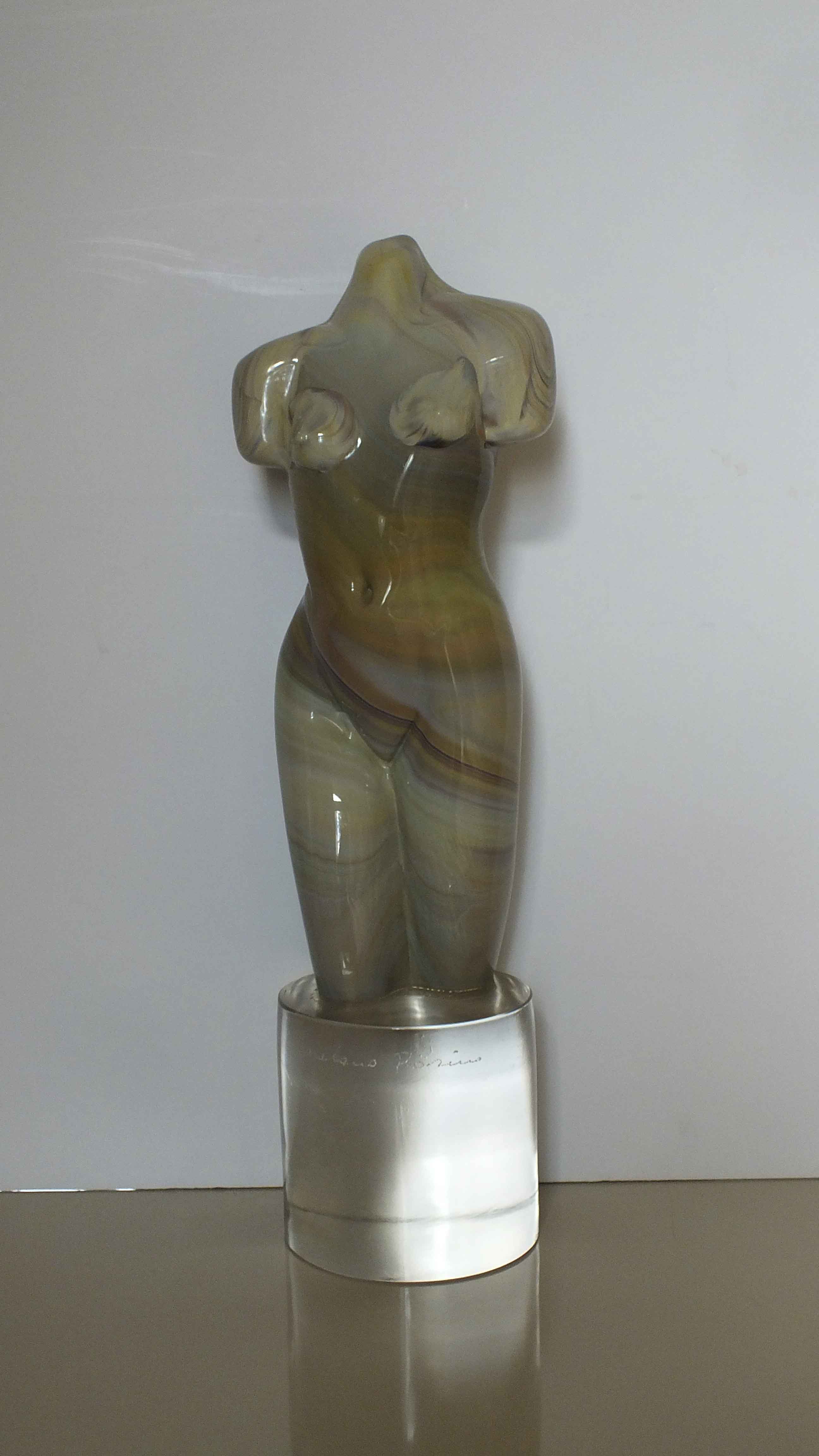 Nude Art Glass Sculpture Signed by Larehus Ronius