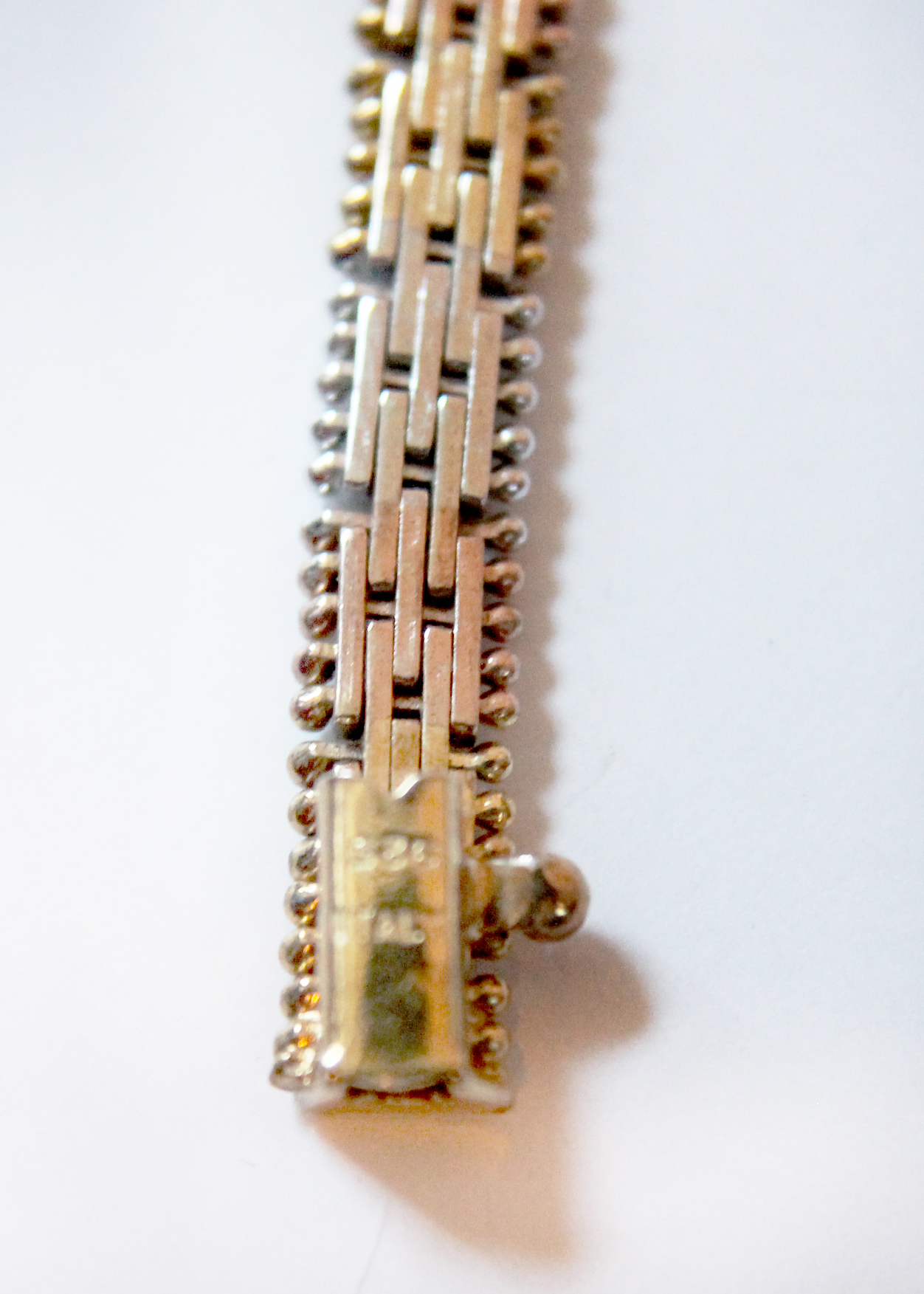 Vintage Victorian Revival Sterling Silver Two Tone Bracelet