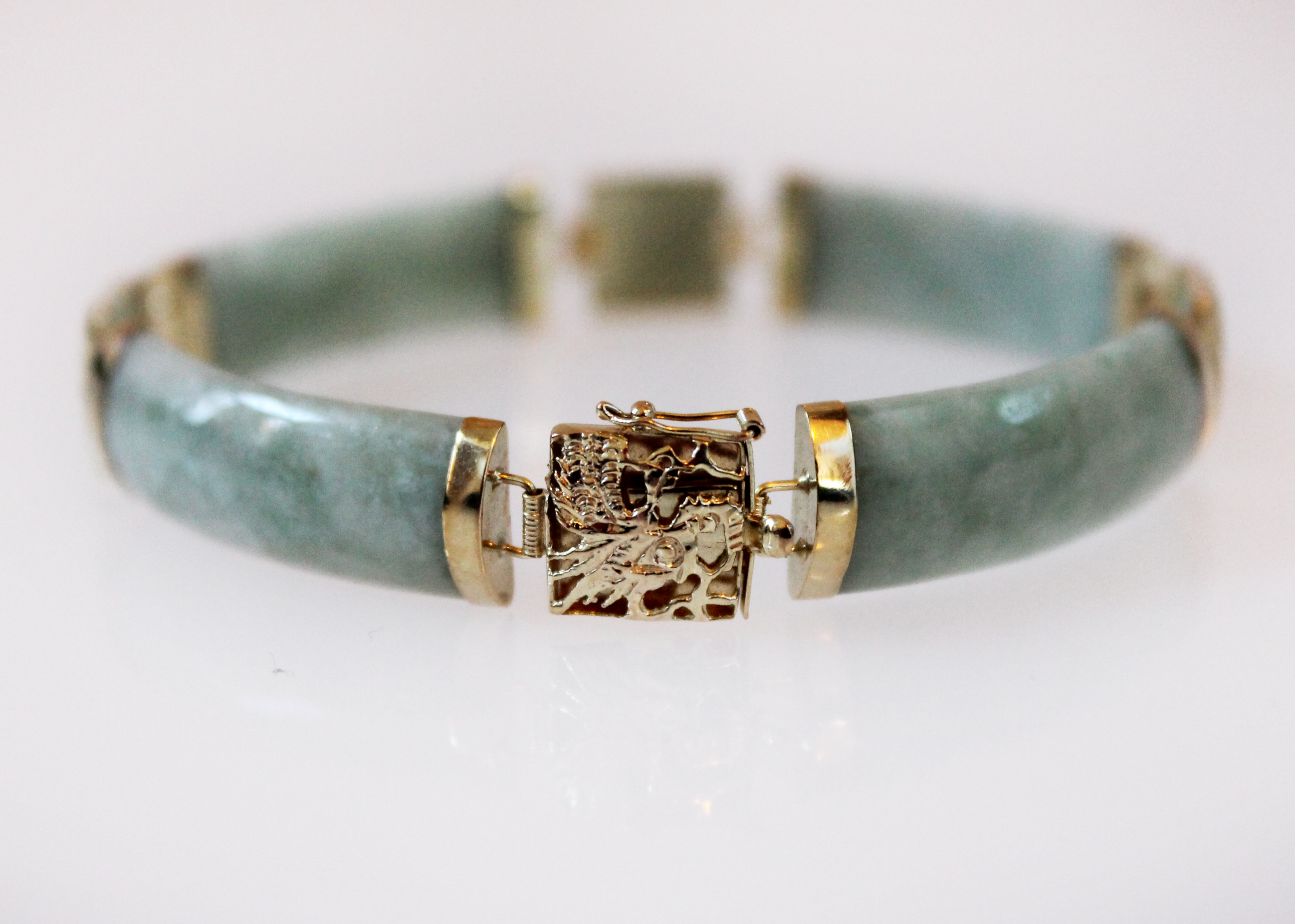 Chinese Jade and 14K Yellow Gold Bracelet