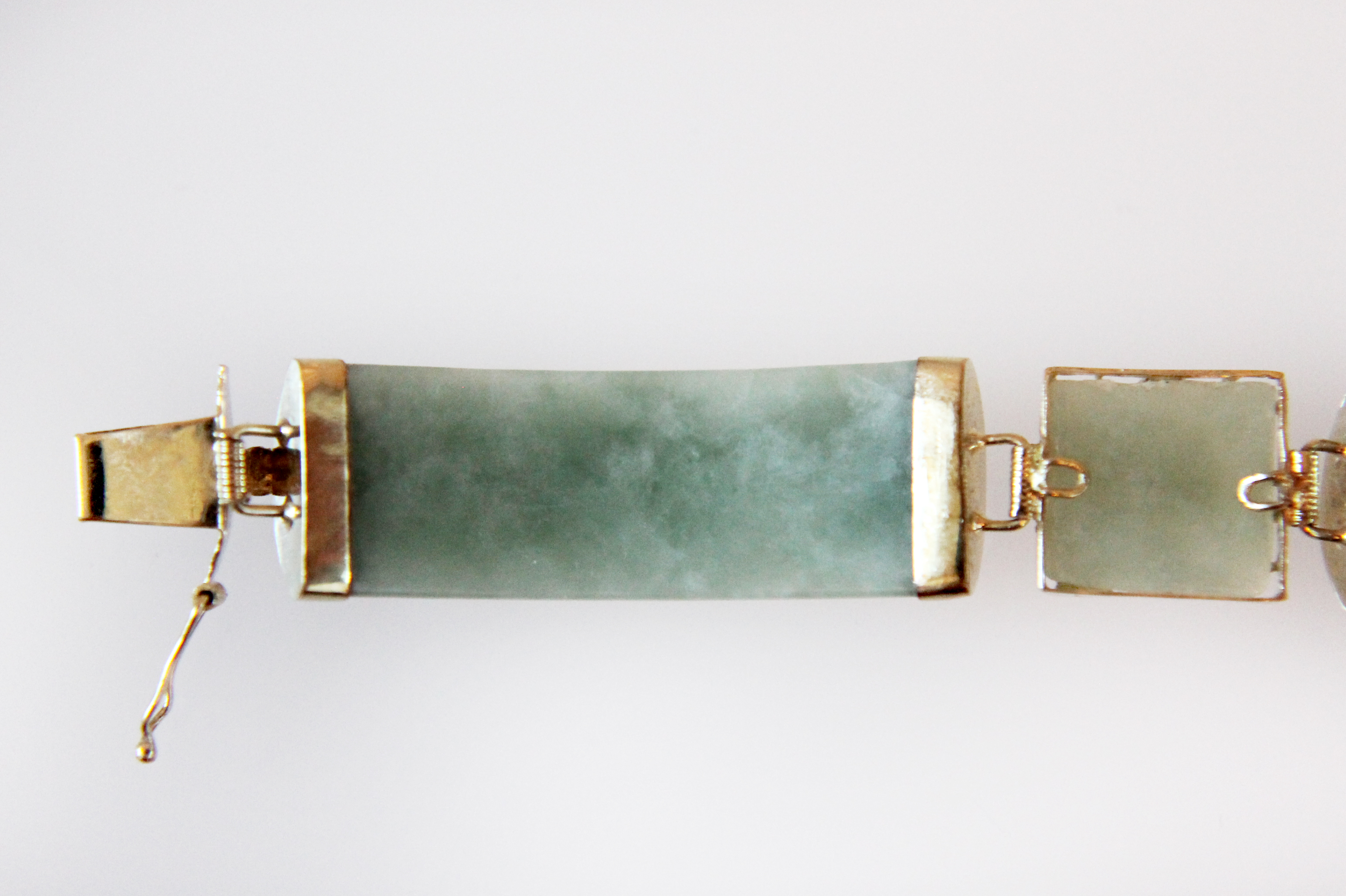 Chinese Jade and 14K Yellow Gold Bracelet