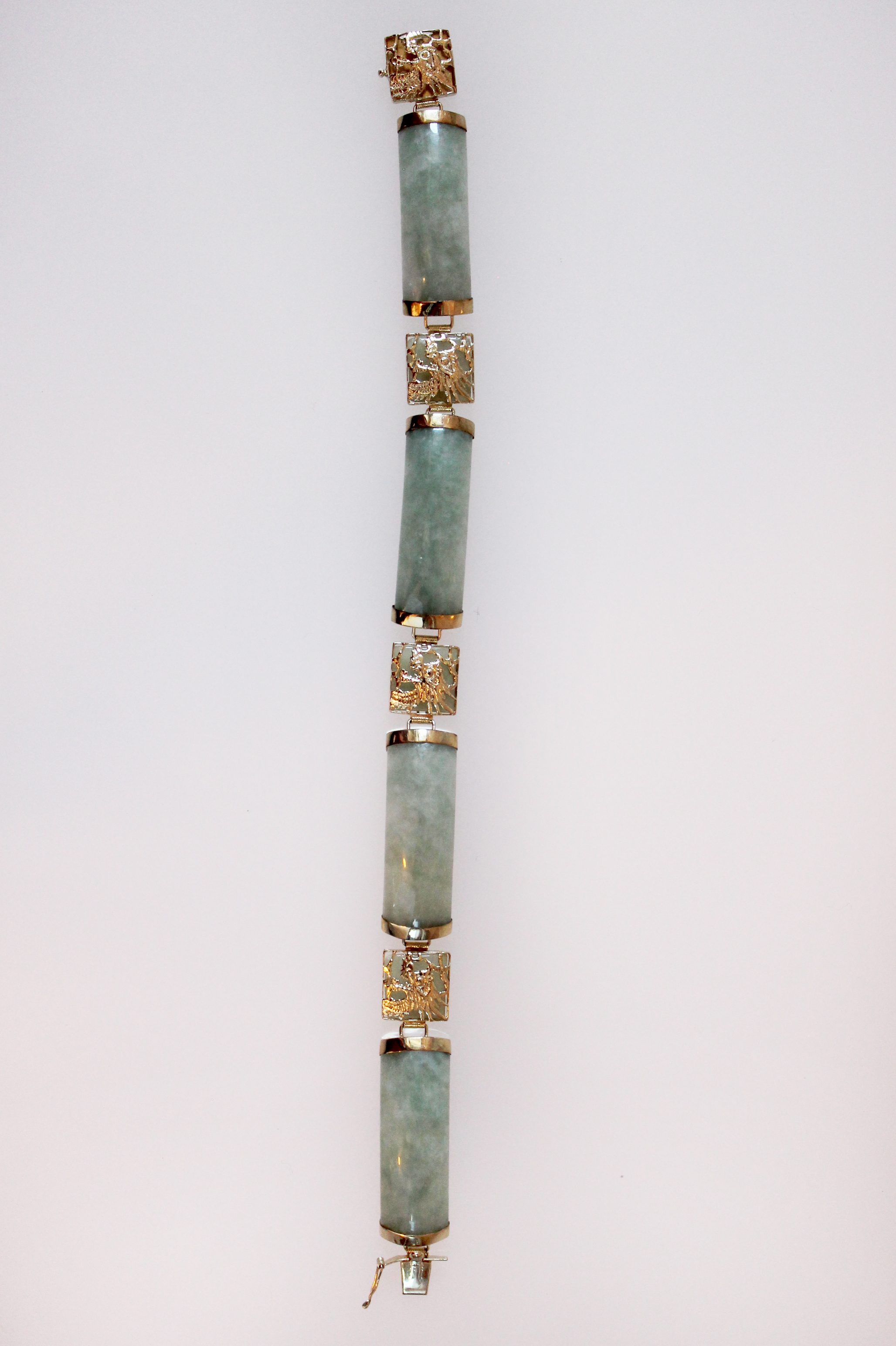 Chinese Jade and 14K Yellow Gold Bracelet