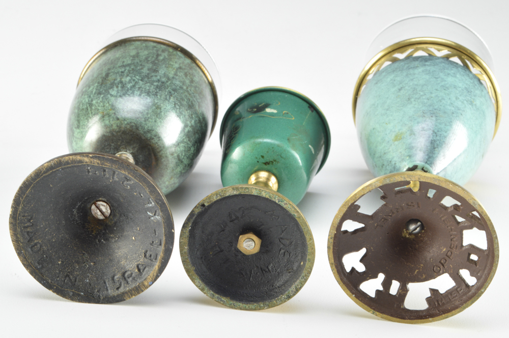 Vintage Enameled Brass Kiddush Cups