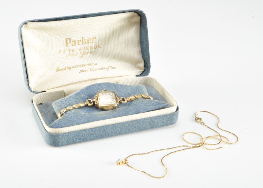 Vintage Ladie's Watch and Rhinestone Pendant Necklace