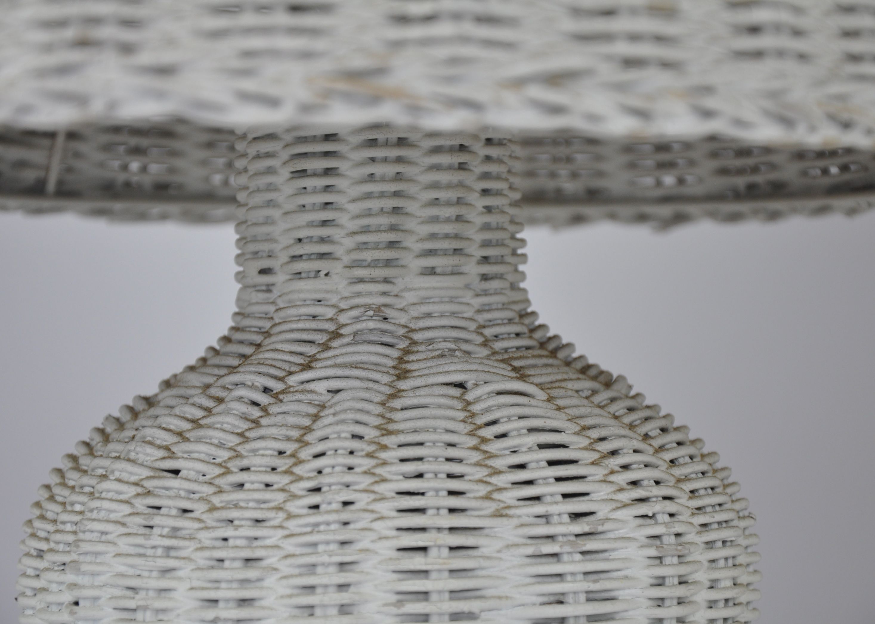 Pair of Vintage White Wicker Table Lamps