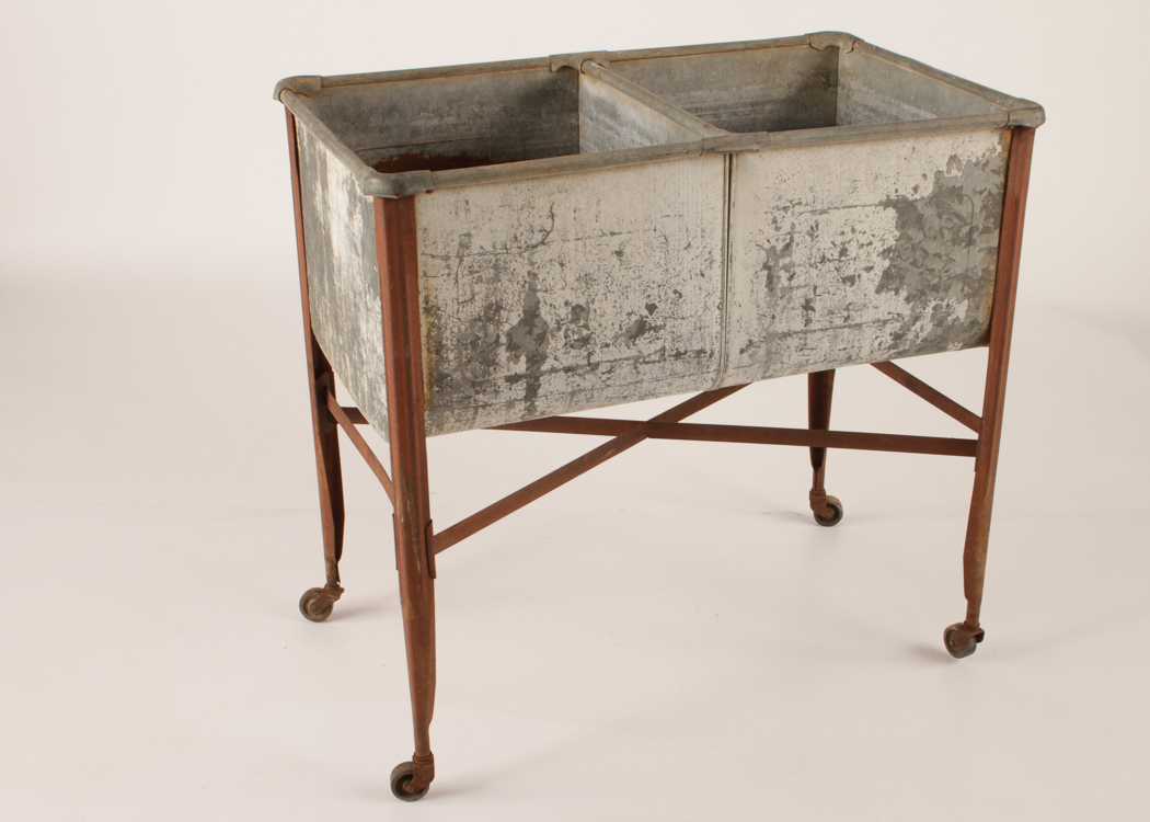 Primitive Outdoor Portable Zinc Double Tub