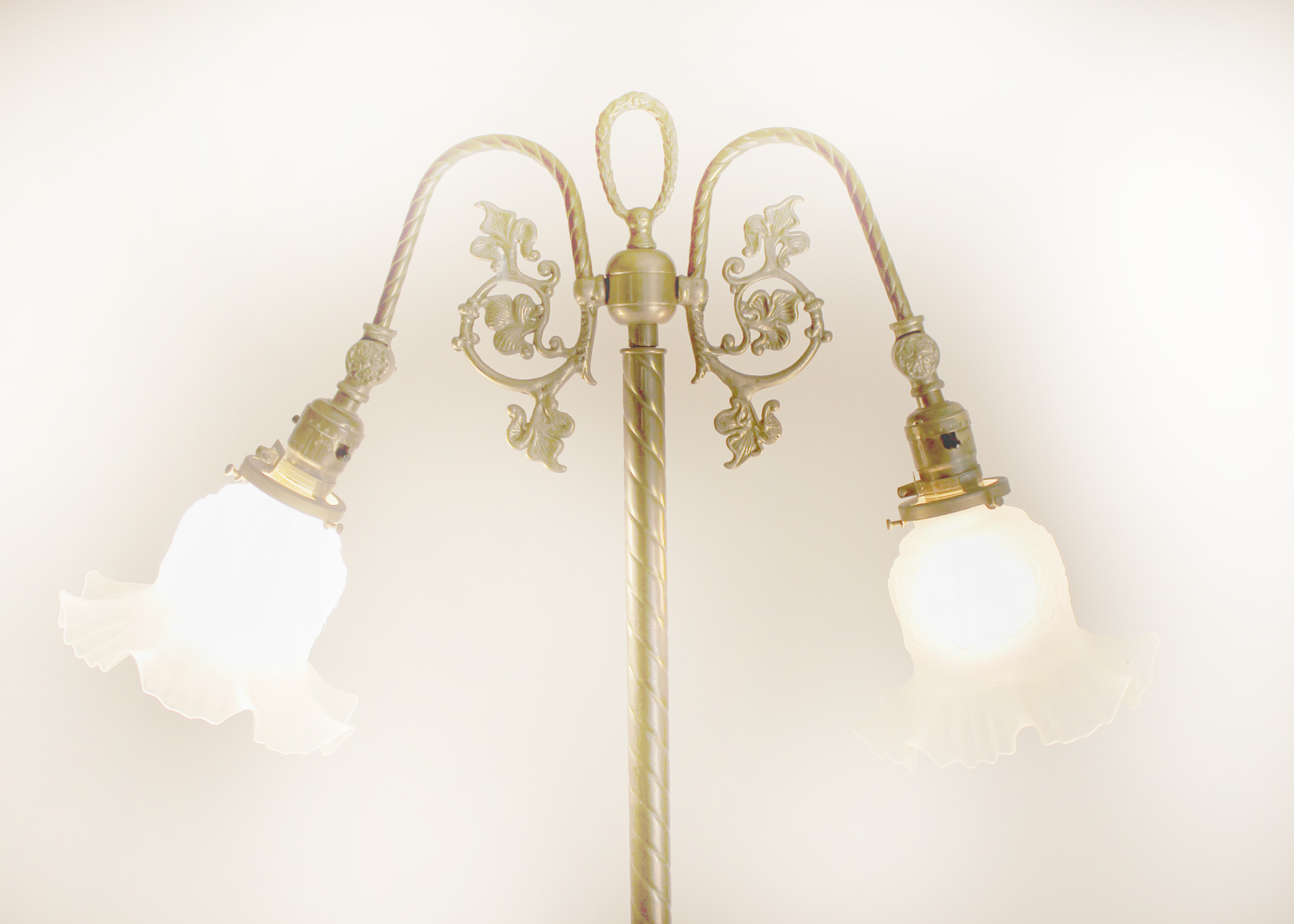 Vintage Victorian Brass Floor Lamp with Marble Base Night Light