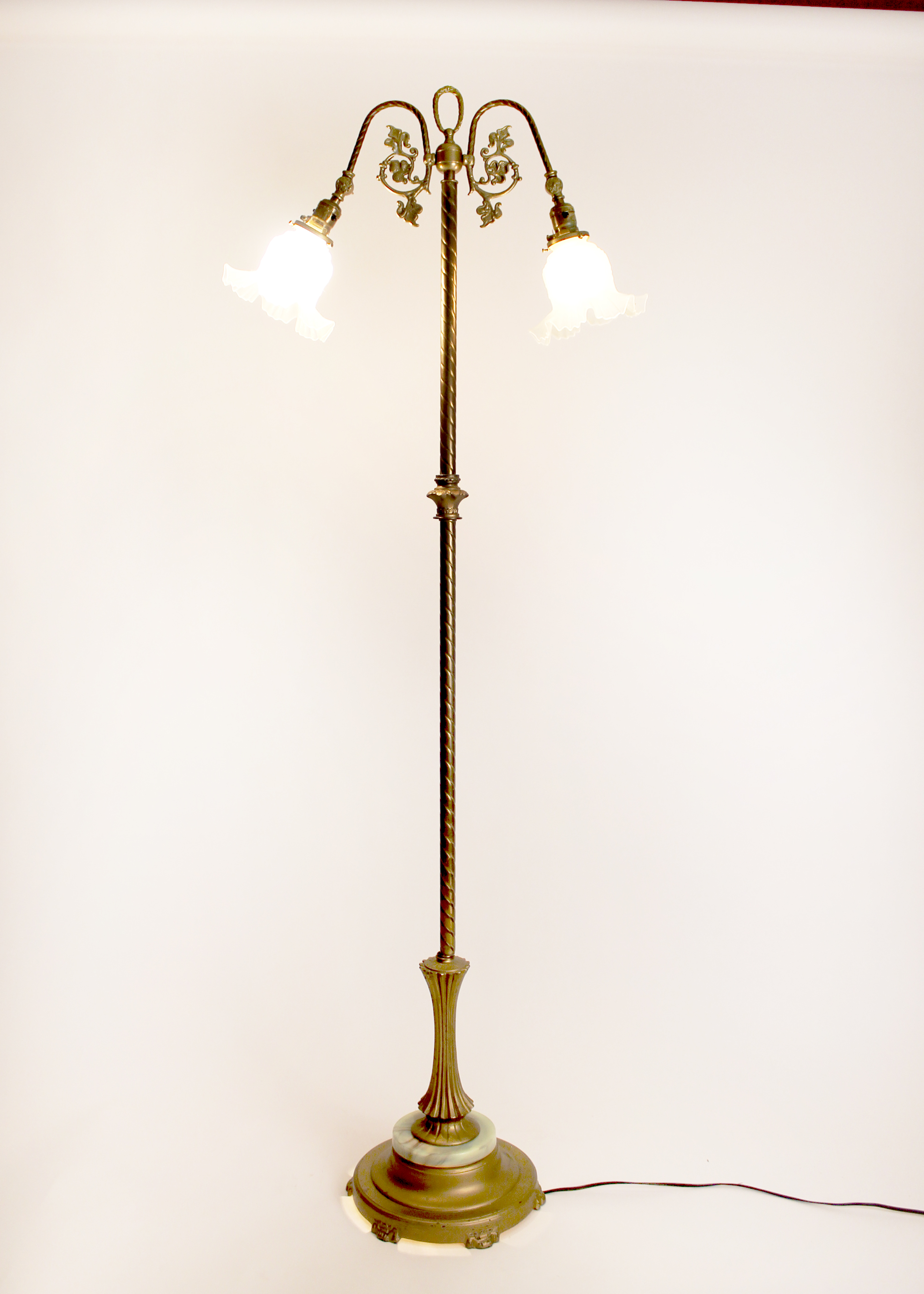 Vintage Victorian Brass Floor Lamp with Marble Base Night Light